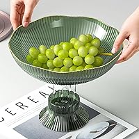 Vista 9 de Bandeja de fruta de drenaje para el hogar, mesa de centro de sala de estar, bandeja de colocación de dulces y aperitivos, cesta de frutas, Verde