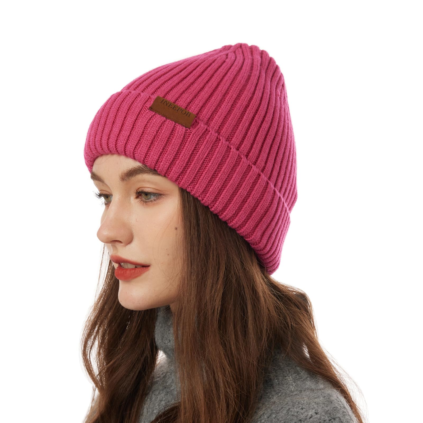 ineepor Cappello Invernale Uomo Donna Lana Merino Beanie Hat Berretto a Maglia Unisex Corto Chapeau Caldo Elegante Morbido Pile Fodera