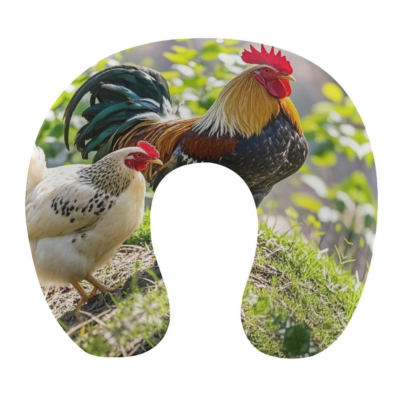 MUSM Rooster and Hen Travel Pillow for Sleeping Comfortable Portable U Shaped Pillows for Airplane Car Train Lightweight Memory Foam Neck Pillow for Home Office Travelling