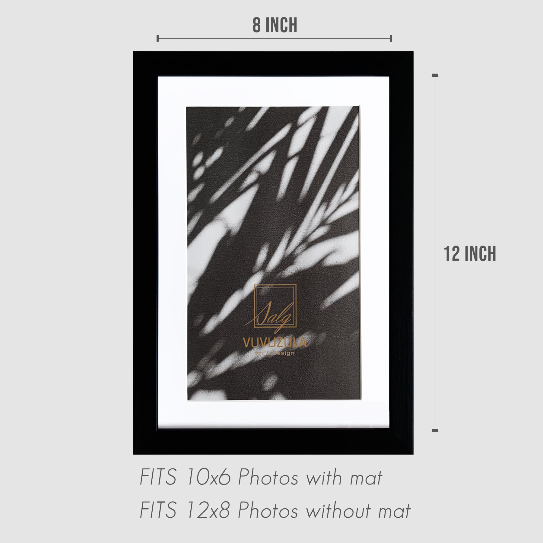 VUVUZULA 12x8 Black Picture Frames Photo Frame 8x12 Inch Frame Set of 4 with Mount for 10x6 Inch Photo with Real Glass - Image 4