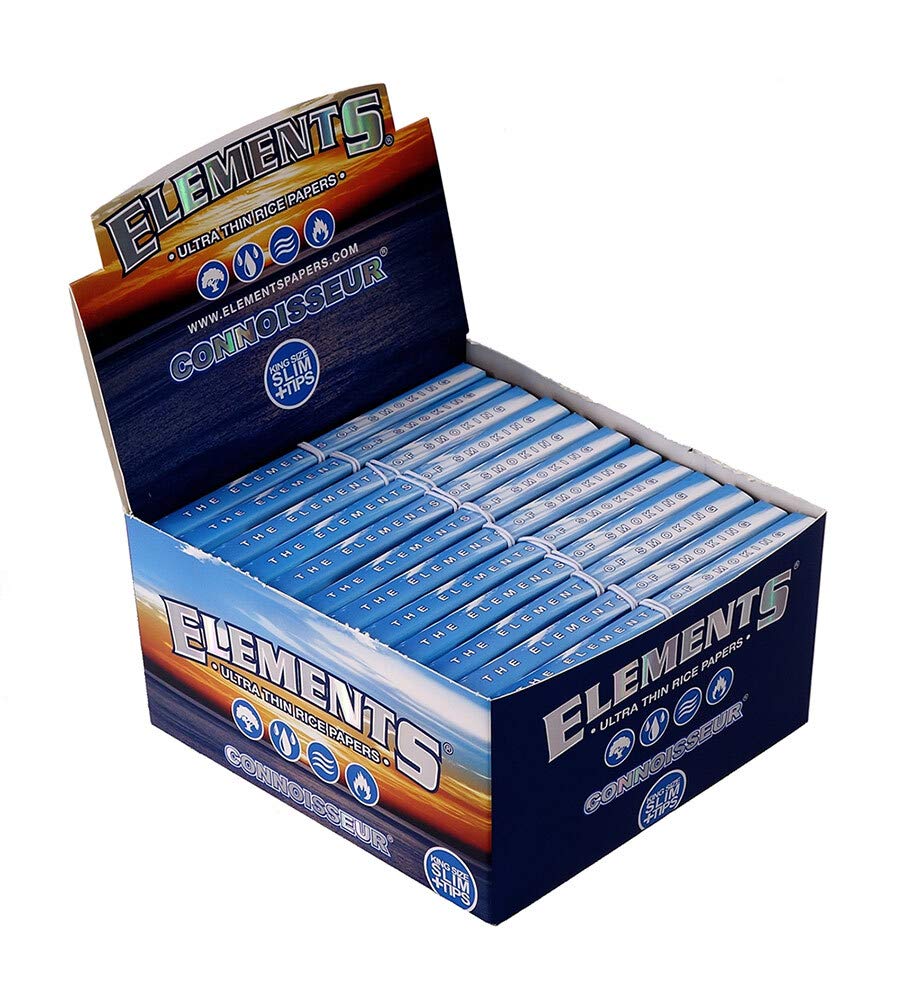 Elements Connoisseur King Size Slim Reis Papers inklusive Tips, 32 Stück pro Heftchen 10 Boxen (240 Booklets)