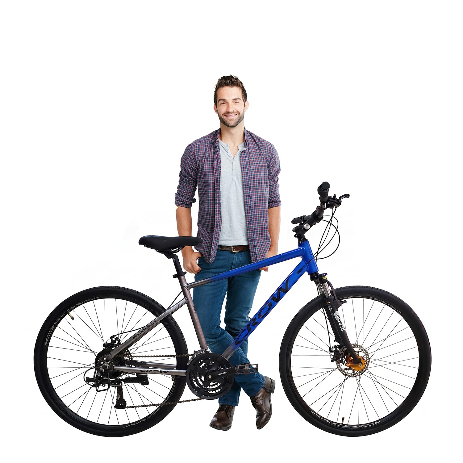 CROW - Rapide MAX 21 Speed Aluminium Hybrid Cycle 21 Geared Bicycle for Men with Zoom Lockout Suspension & Dual Disc Brake Hybrid Bike | for 15+ Years, Unisex Cycle for Boys-picture-57