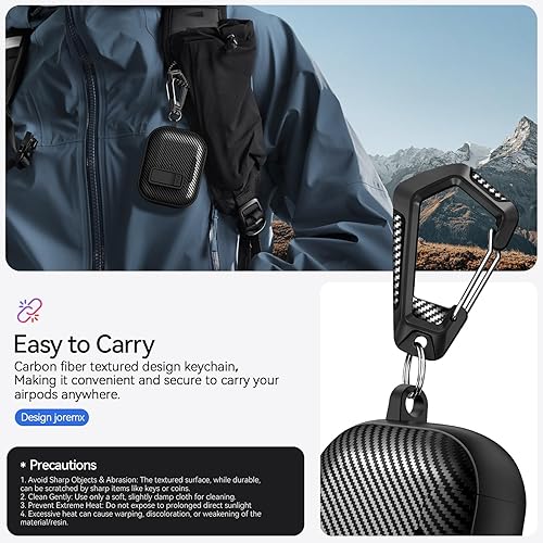 Miniatura 6 de Funda compatible con AirPods Pro de 2 generación con soporte para teléfono, (con clip de bloqueo), diseño de fibra de carbono, funda de protección