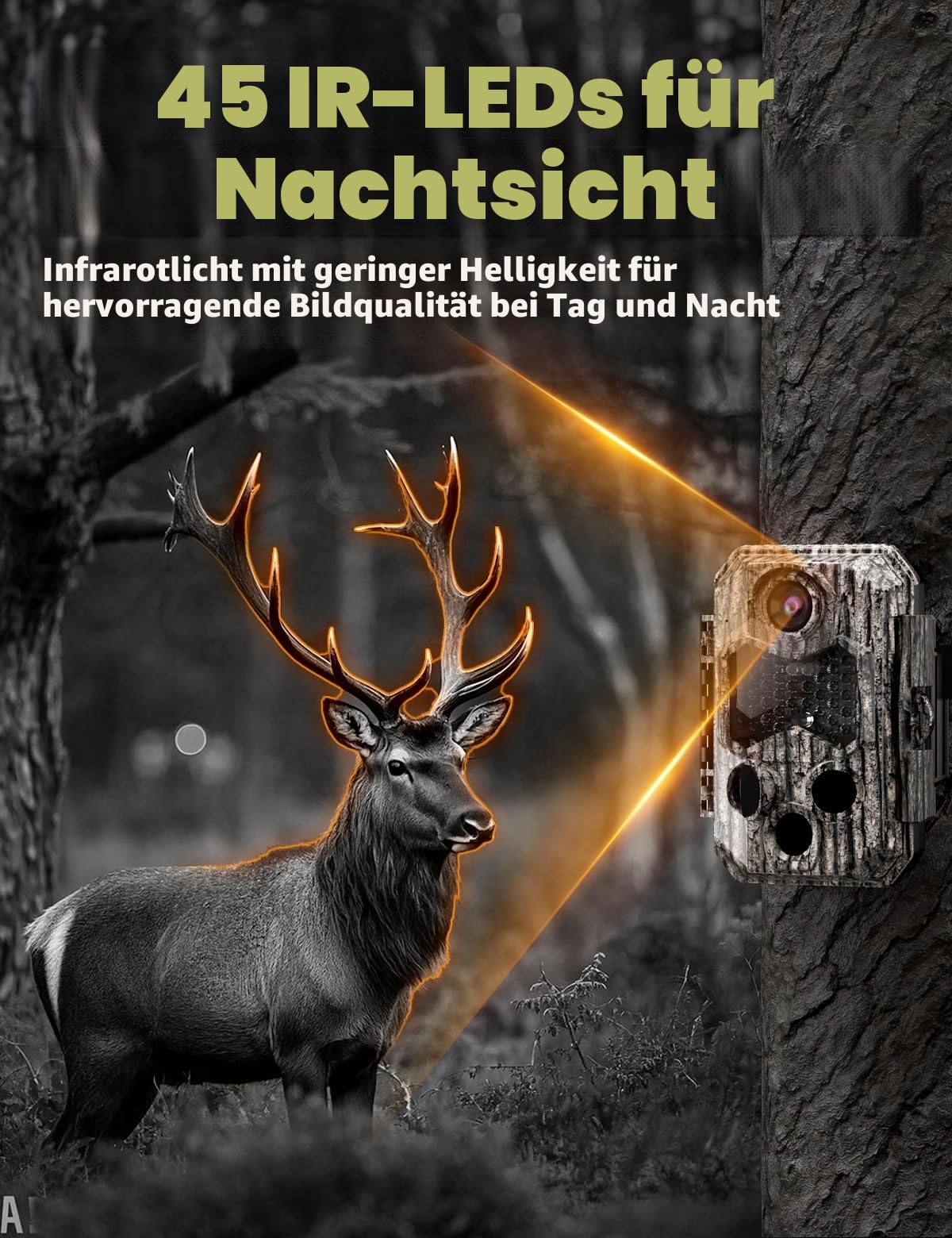 Wildkamera mit Handyübertragung App, 84MP 4K WLAN Wildkamera mit 8 AA-Batterien, 130 ° Weitwinkel Wildtierkamera mit Bewegungsmelder Nachtsicht, 32GB Speicherkarte, IP66 Wasserdicht