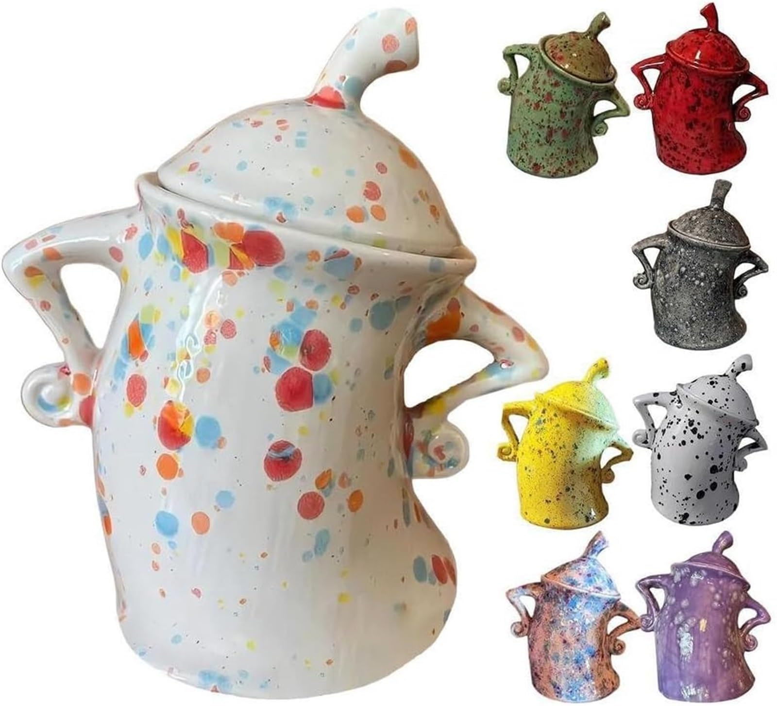 Amazon｜個性的なキャニスター、蓋付きの大きな陶器の瓶、かわいい