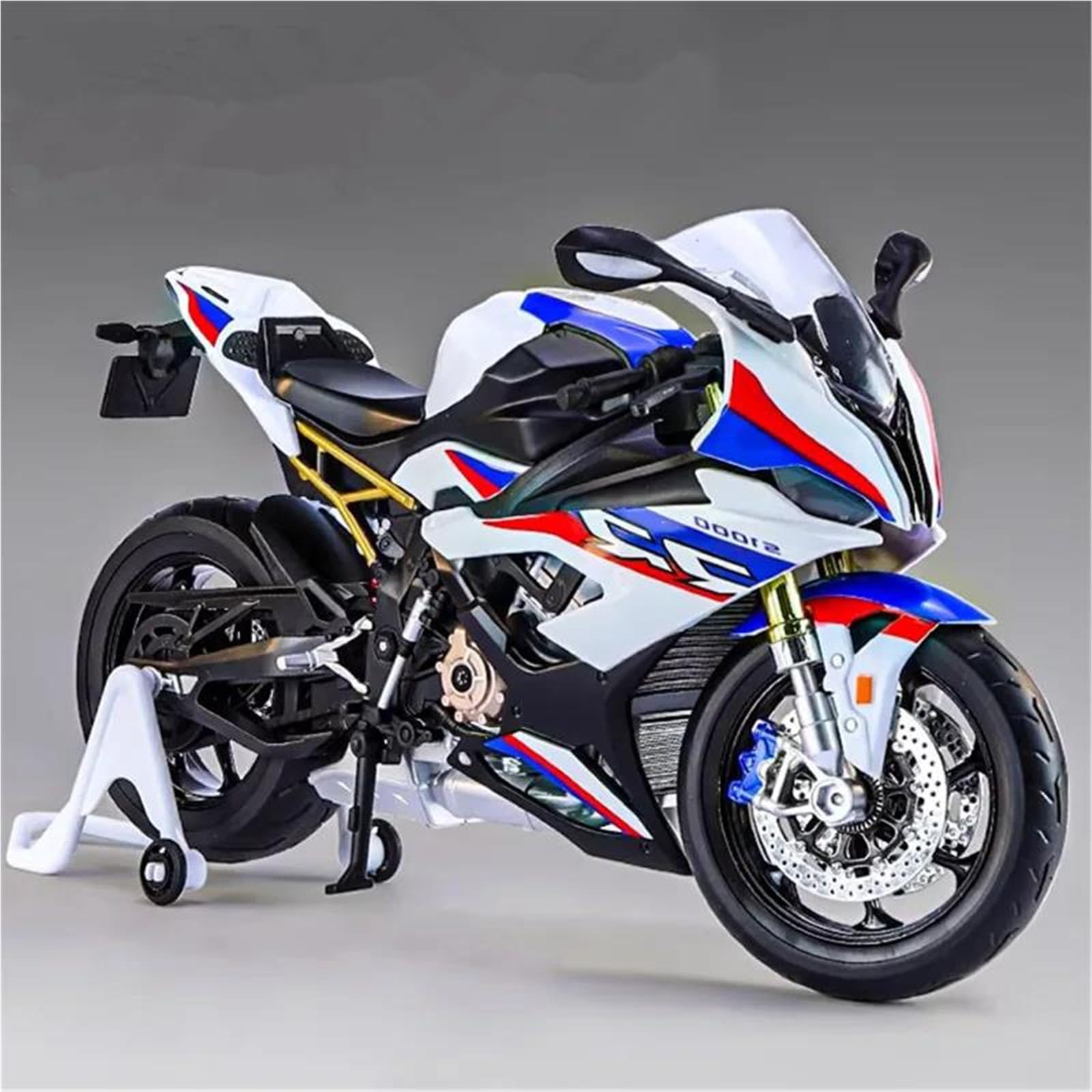 Modelo de Motocicleta 1:9 para BMW S1000RR S 1000RR Modelo Simulación Motocicleta Carreras Aleación Juguetes Colección con Luz, Regalo Adornos para Computadora Escritorio