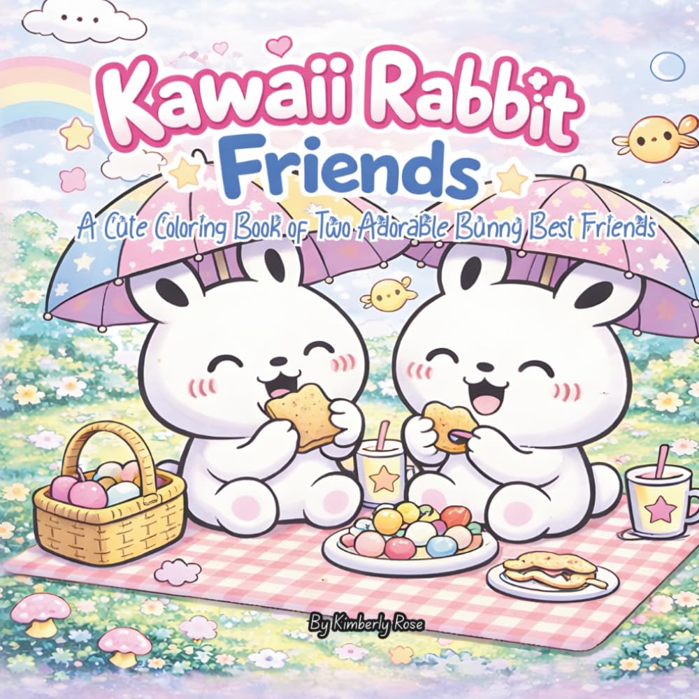 Kawaii Rabbit Friends: A Cute Coloring Book of Two Adorable Bunny Best Friends Living Their Cozy Everyday Life