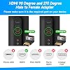Adaptador HDMI 2.1 de 90 grados 8K, paquete de 2, (hacia arriba y hacia abajo) conector HDMI en ángulo recto macho a hembra, extensor conector HDMI en forma de L compatible con 8K@60Hz, 4K@120Hz para Google Chrome Cast, Roku Stick, TV de pared, laptop y PC 3