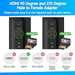 8K 90 Degré HDMI 2.1 Adaptateur 2 Emballer, monter et descendre Angle droit HDMI Hommes à femmes HDMI L-Shaped Connector Extender Support 8K@60Hz,4K@120Hz pour Google Chrome Cast, Roku Stick, Mur TV, Ordinateur portable et PC