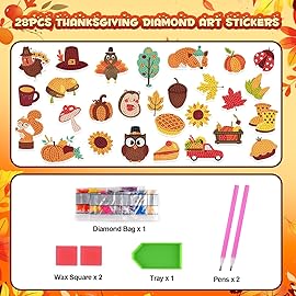Labeol Diamond Art Kits for Kids Boys and Girls Ages 6-8-10-12 Easy to DIY Creative Diamond Art Sticker Craft by Numbers Kits for Kids and Adult Beginners (Thankgiving)