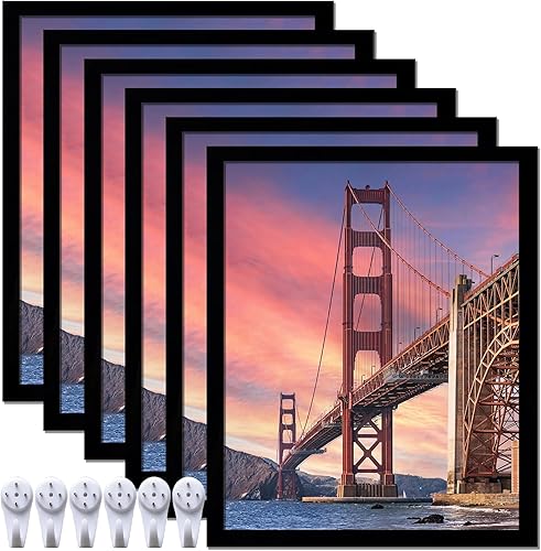 Miniatura 19 de 6 juegos de marcos de fotos de 8 x 10 pulgadas, marcos para lienzo de 8 x 10 pulgadas, collage de fotos, póster, certificado, galería de pared, Negro