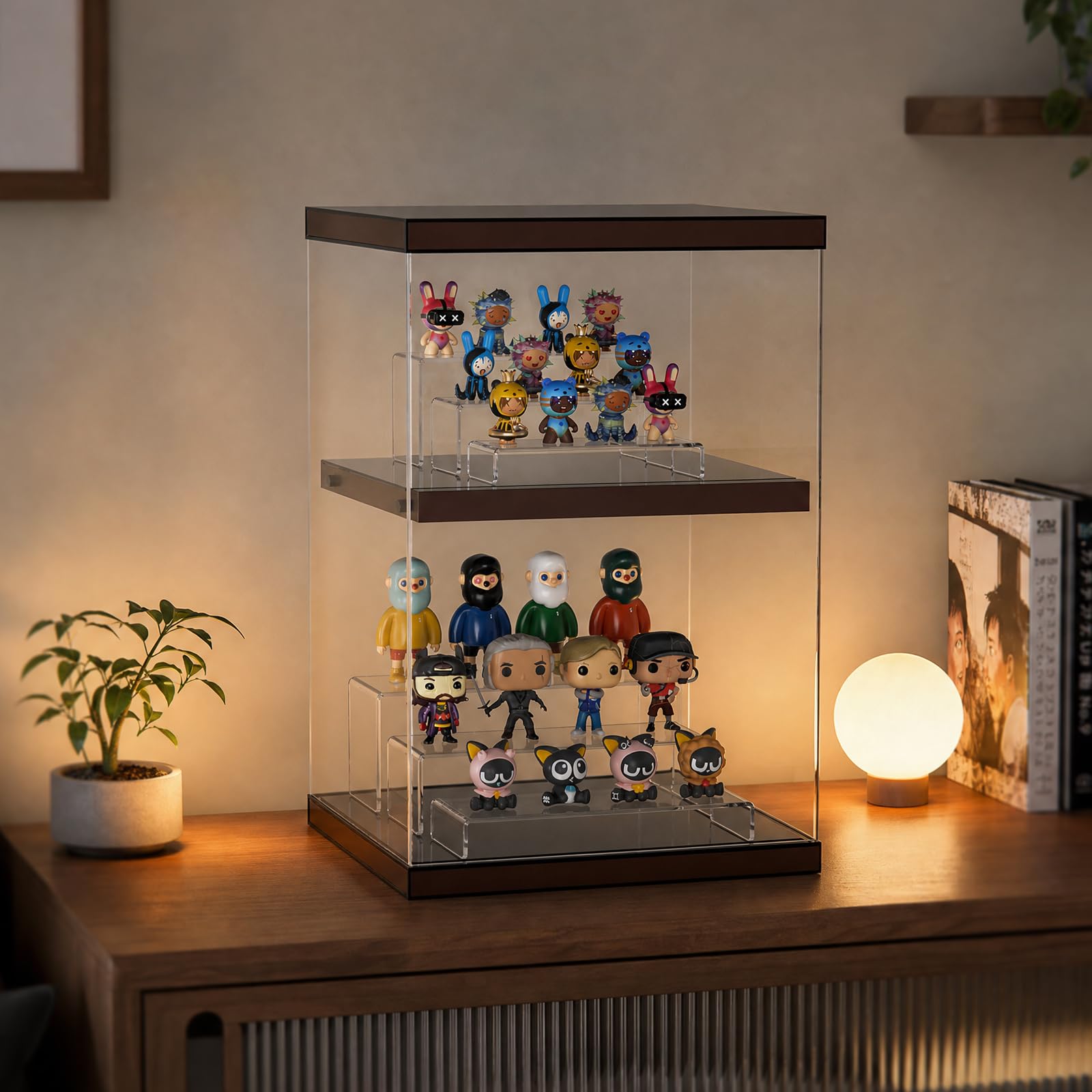 NIUBEE Élévateur de présentation en acrylique à 3 étapes - 30,5 cm - Grande étagère rectangulaire transparente pour présentoir à cupcakes