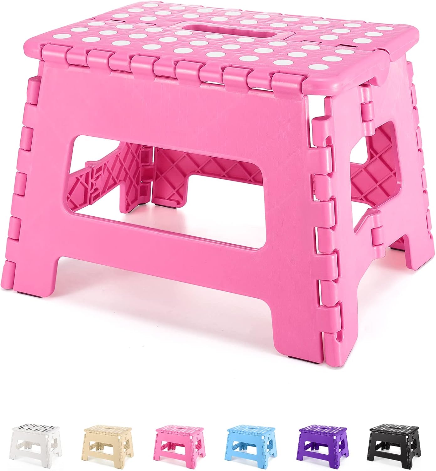Product image of Dyforce Folding Step Stool 9 Inch, Kids Step Stool, Heavy Duty Step Stools for Adults, Compact Foot Stools, Light-Weight Toddler Step Stools for Kitchen, Bathroom, Holds Up to 300 lbs (Pink)