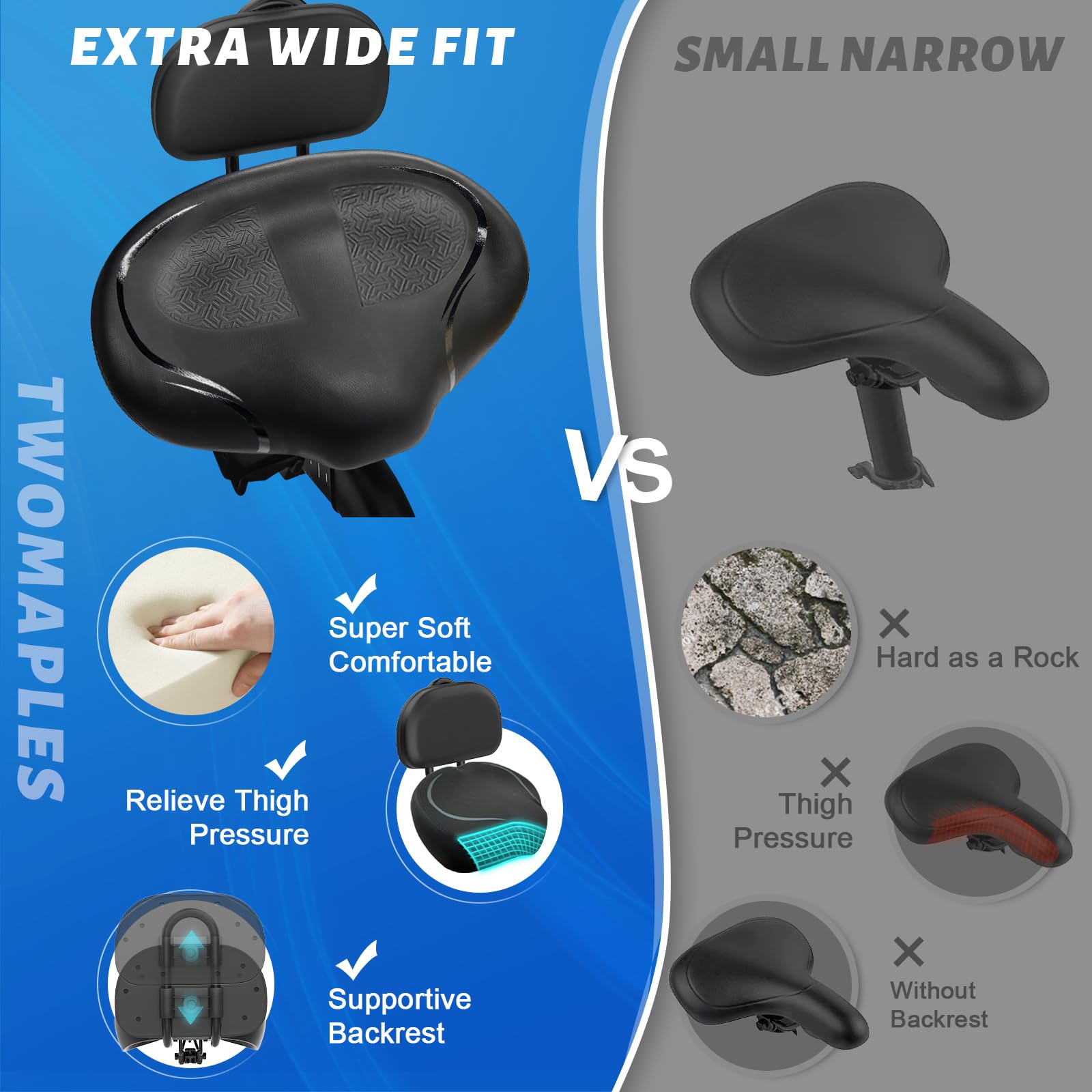 Cojín de asiento de bicicleta sin nariz para hombres y mujeres, acolchado extra y cómodo asiento de bicicleta ancho, sillín cómodo de gran tamaño para bicicletas Peloton, bicicletas estáticas