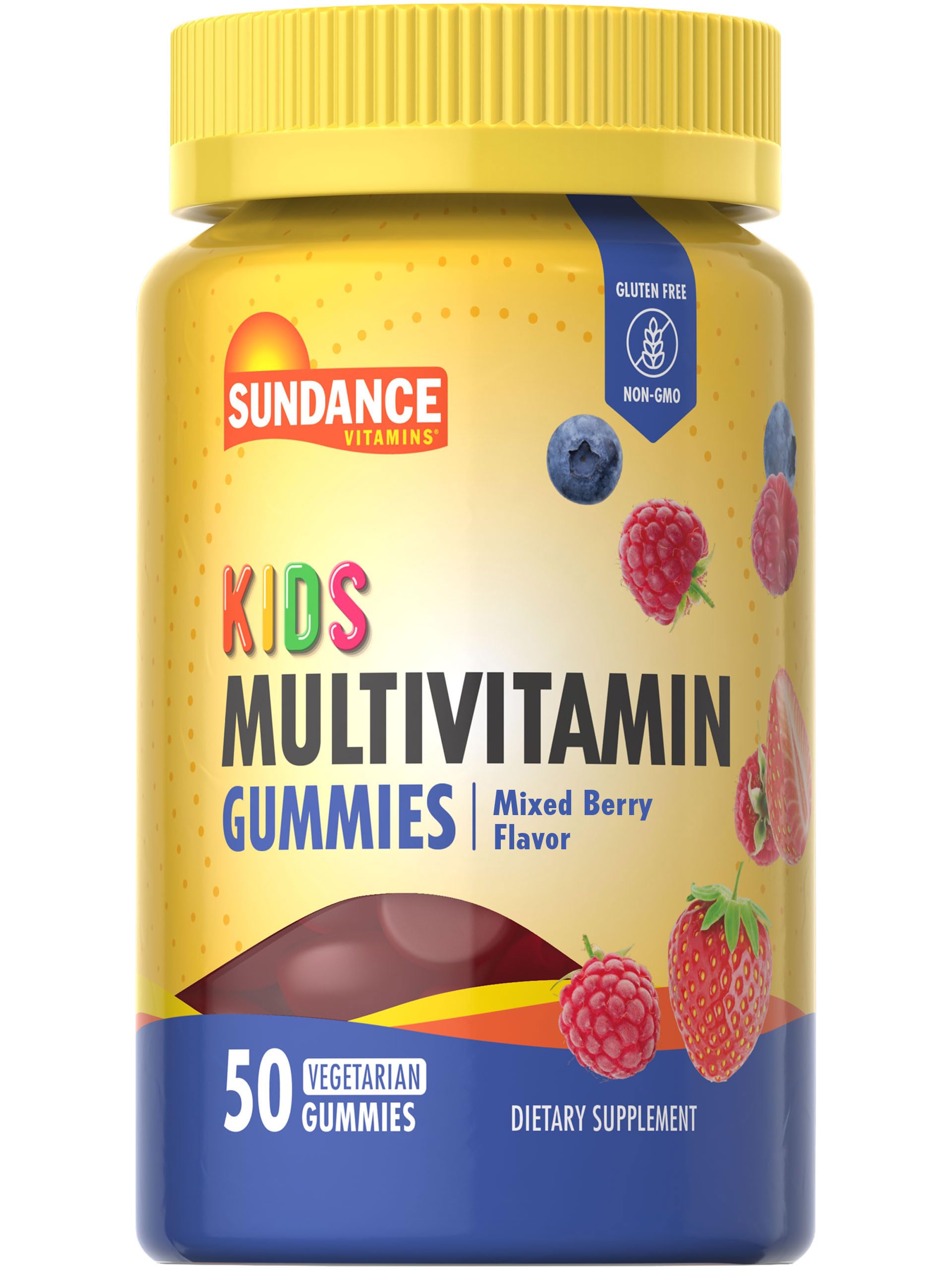 Sundance Kids Multivitamin Gummies | with Vitamins D3, C, B12, and Zinc | 50 Count | Mixed Berry Flavor | Vegetarian, Non-GMO & Gluten Free Supplement