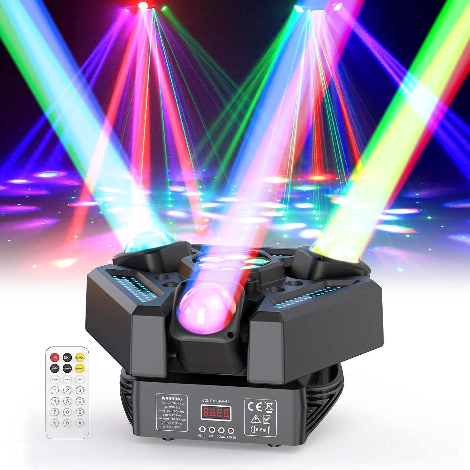 180 W LED-Scheinwerfer mit Fernbedienung, Lichtspiele, RGBW, Disco, Licht, Stroboskop, Beam, Projektor, für Bühne, DJ, Club, Bar, Party, Bühne