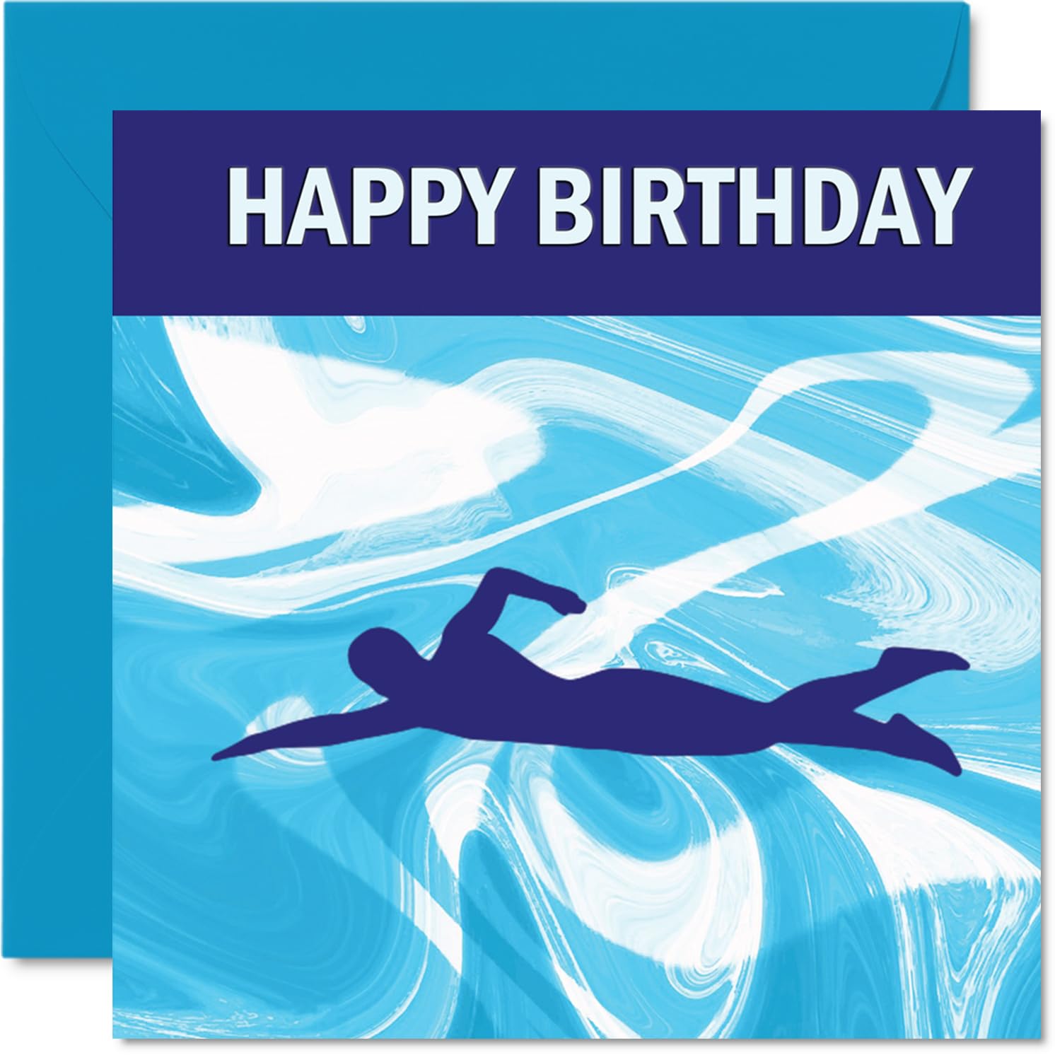 Swimming Sport Birthday Cards - Boys in Sports - Happy Birthday Card for Boy Son Brother Grandson Nephew Uncle Cousin, 145mm Bday Greeting Cards