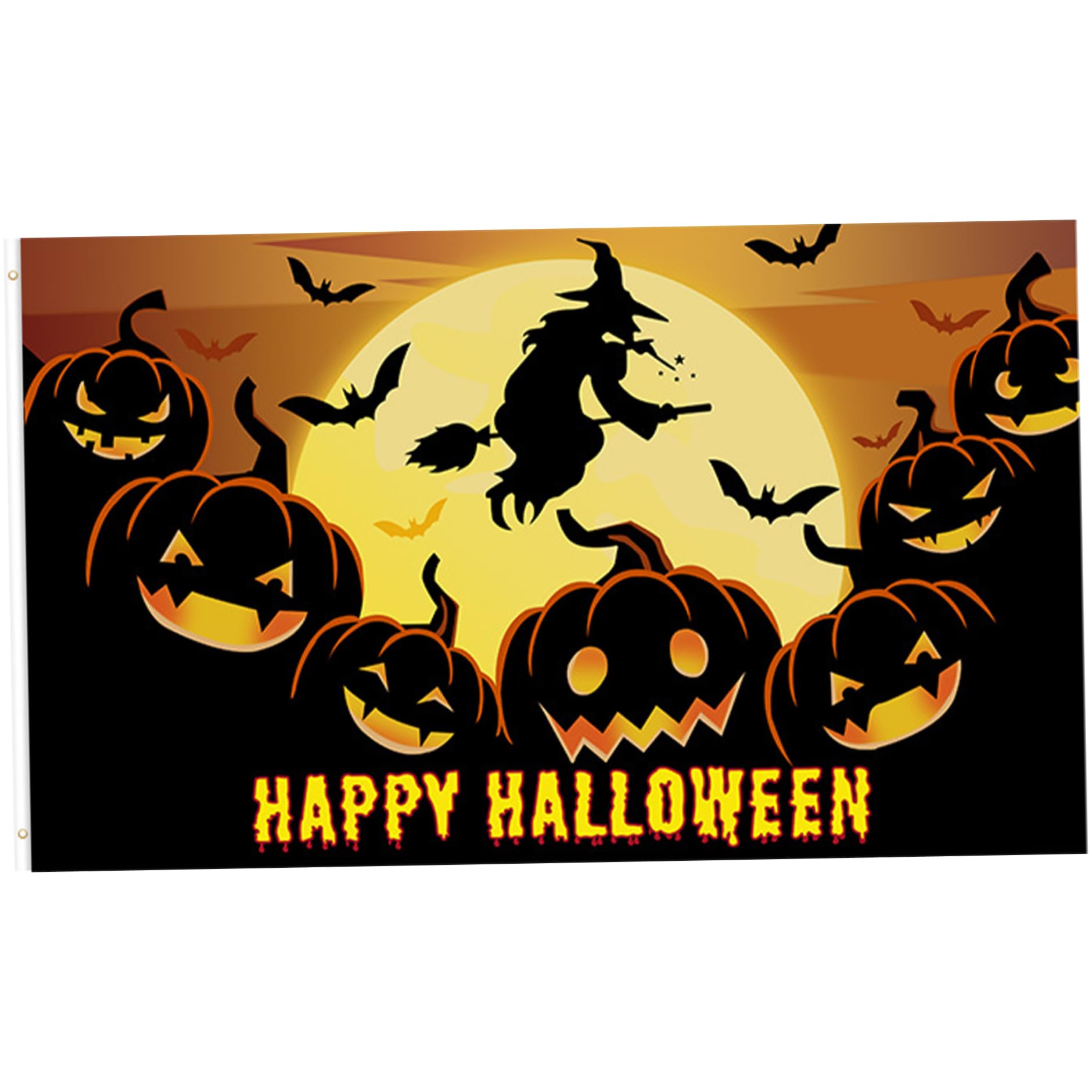 Vervevum Halloween Flag, 3x5ft Double Sided Garden Flags with Grommets, Pumpkin Witch Bat Halloween Banner for Yard Outdoor, Summer Flags 3x5 Outdoor Double Sided