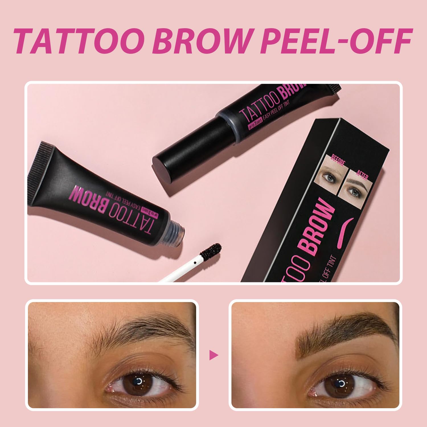 Temporary Eyebrow Tint With Easy Peel Off Formula, Includes Dark Brown Eyebrow Dye Kit With Applicator, Stencils - Image 4