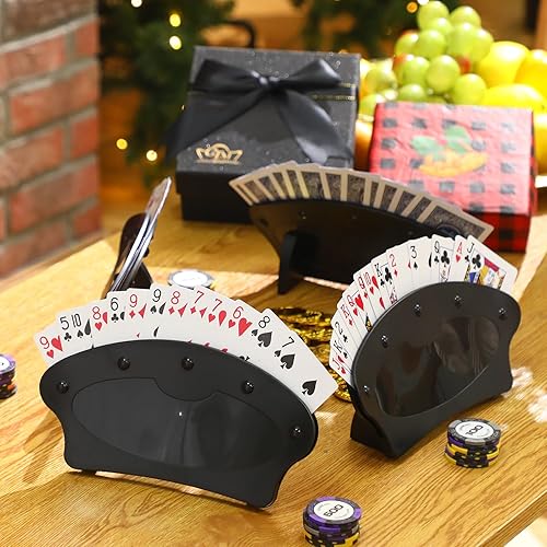 Miniatura 7 de Shappy Paquete de 4 portatarjetas para niños y adultos, tarjeteros para cartas manos libres, para noches de juegos de cartas familiares, fiestas de