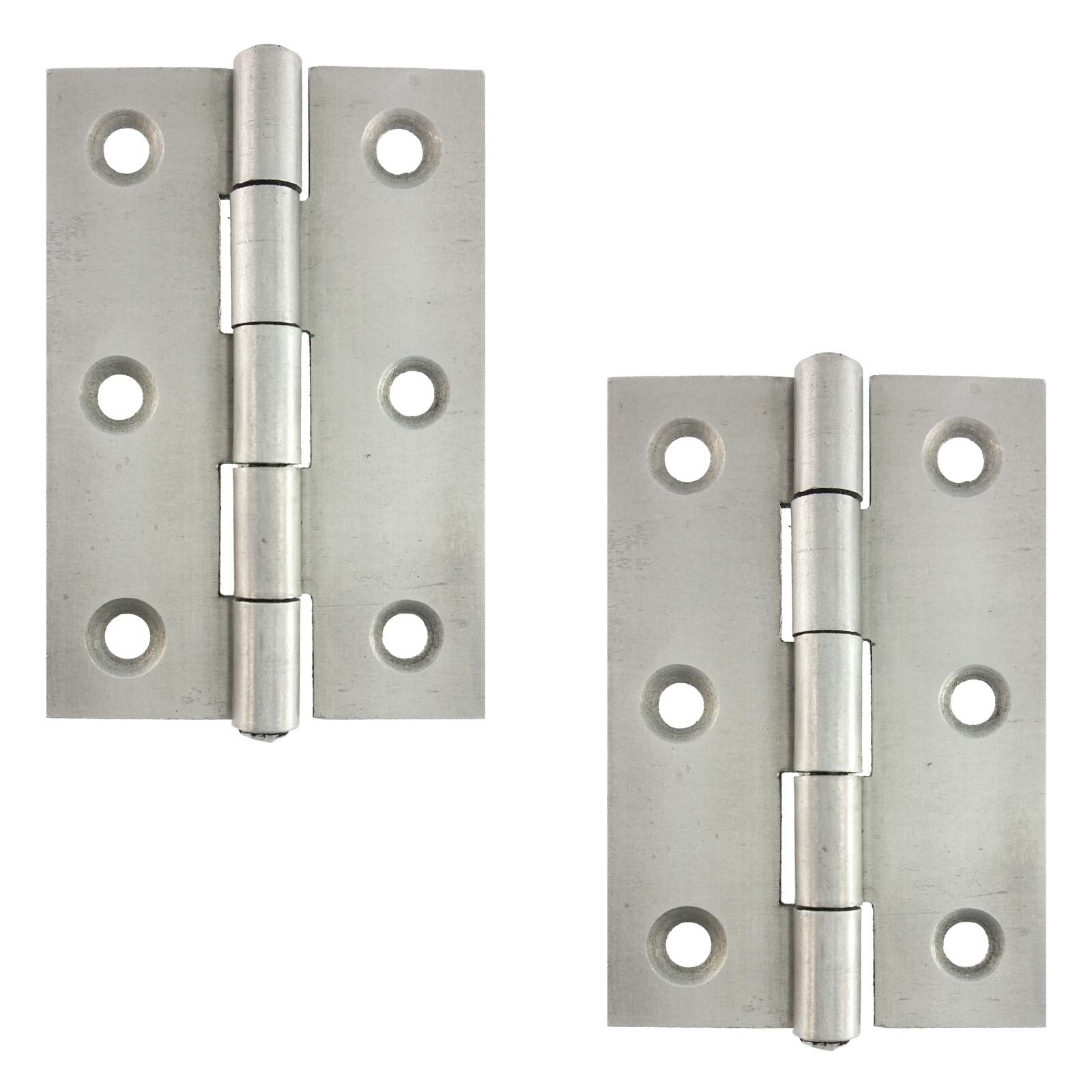 2.9/16" x 1.3/4" Inch - 65mm x 44mm x 1.4mm Button-Head Butt Hinges 1 Pair (2 Hinges) Natural Self Coloured Steel