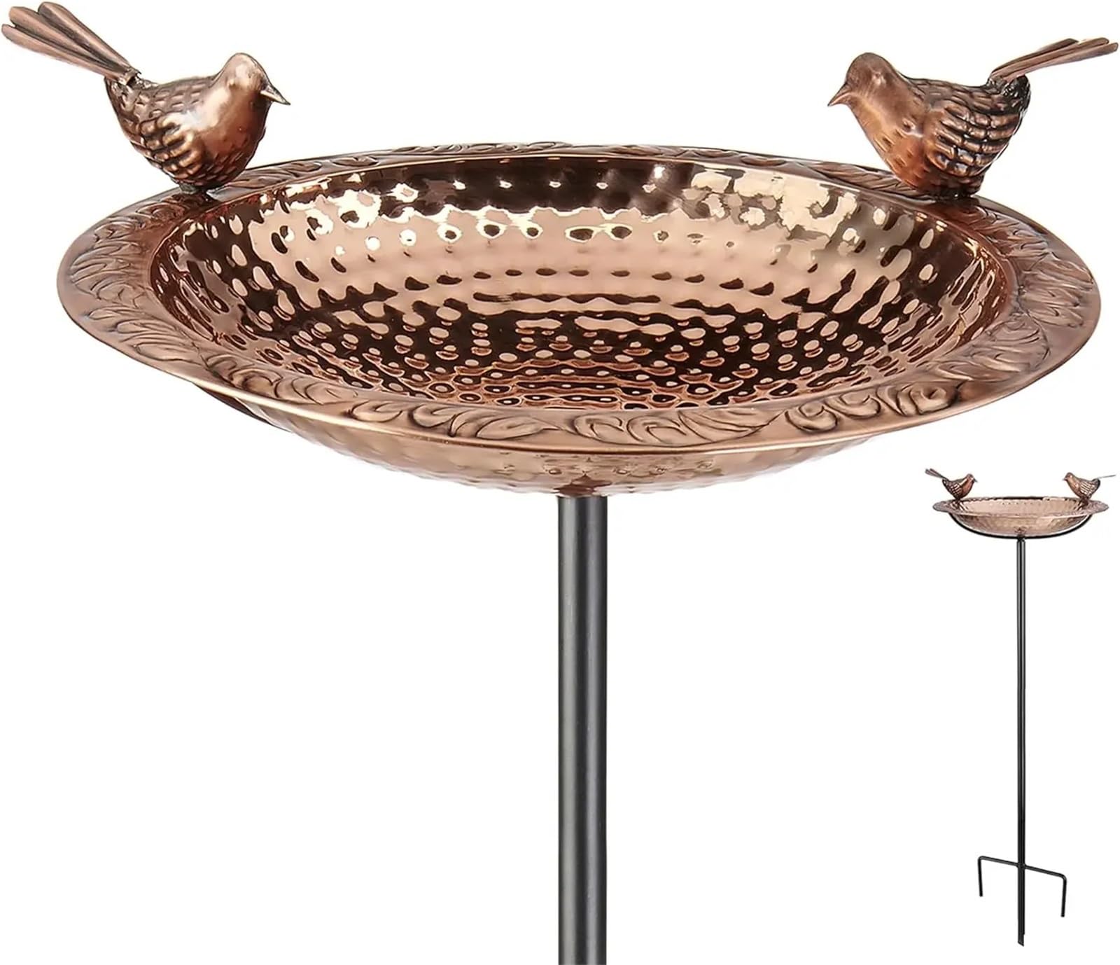 Metal Bebedero pajaros con Pie Baño for pájaros, pequeño, cobre puro(Birds)