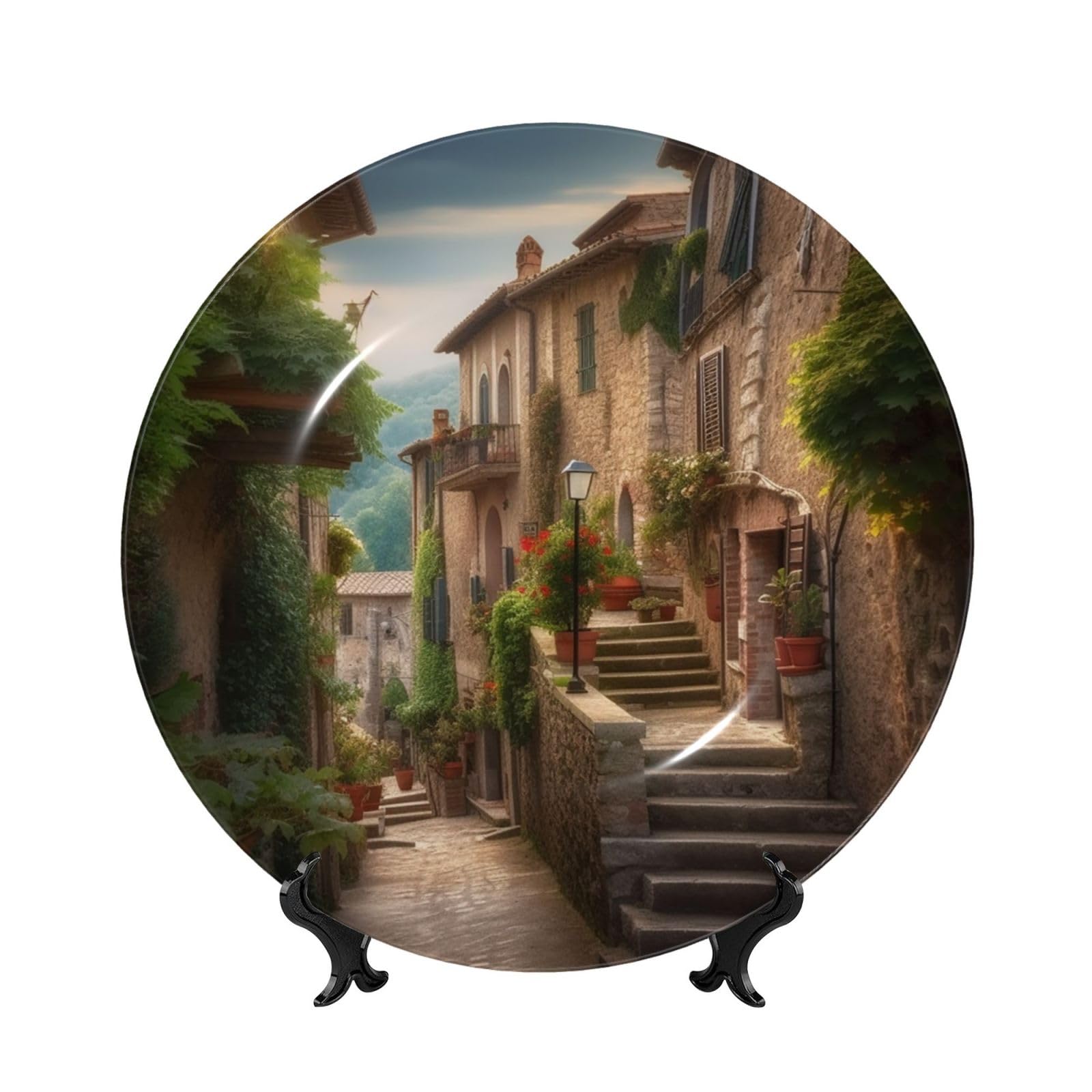 Assiette décorative en porcelaine anglaise avec support céramique murale