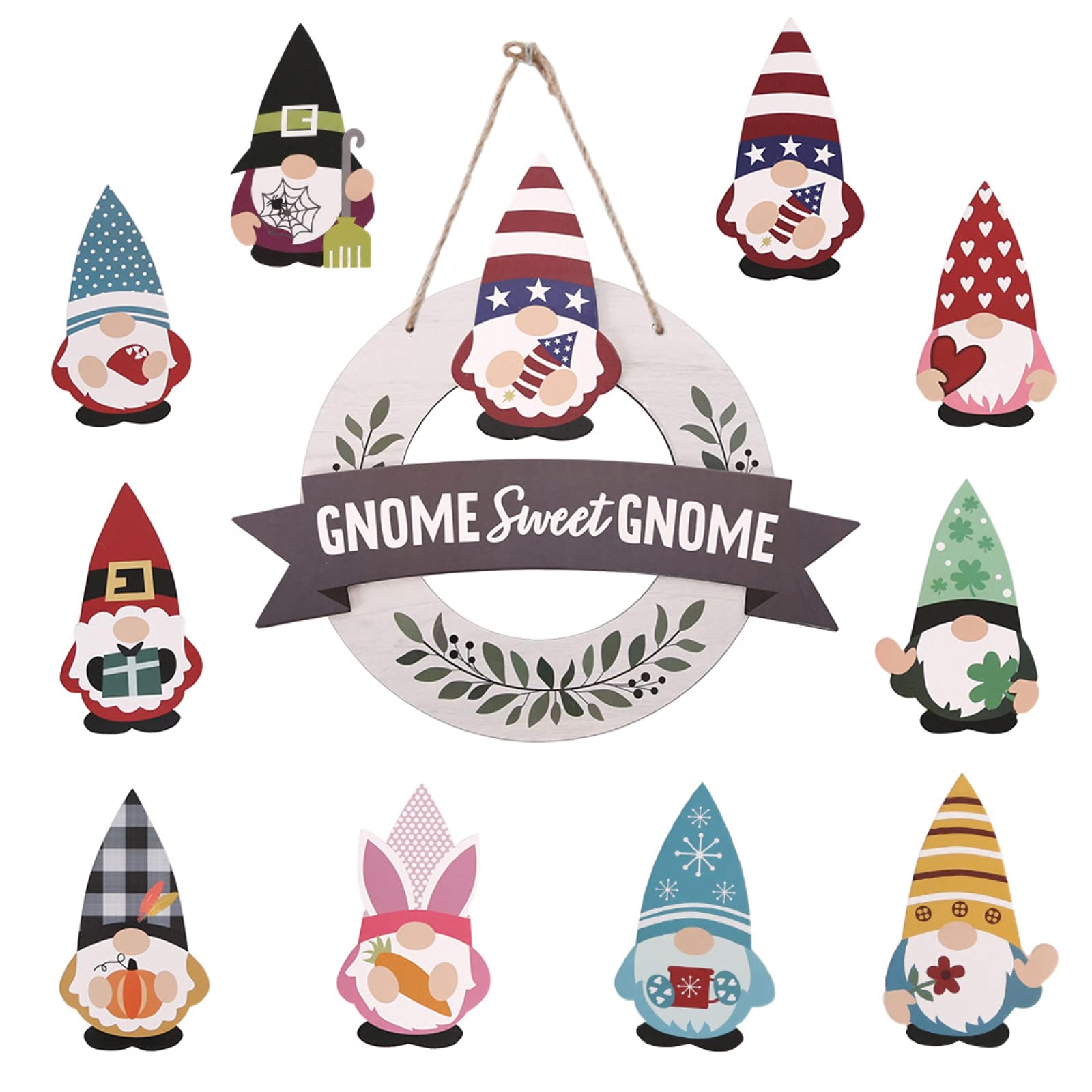 Buy LAOGO Interchangeable Seasonal Wooden Gnome Sweet Gnome Sign