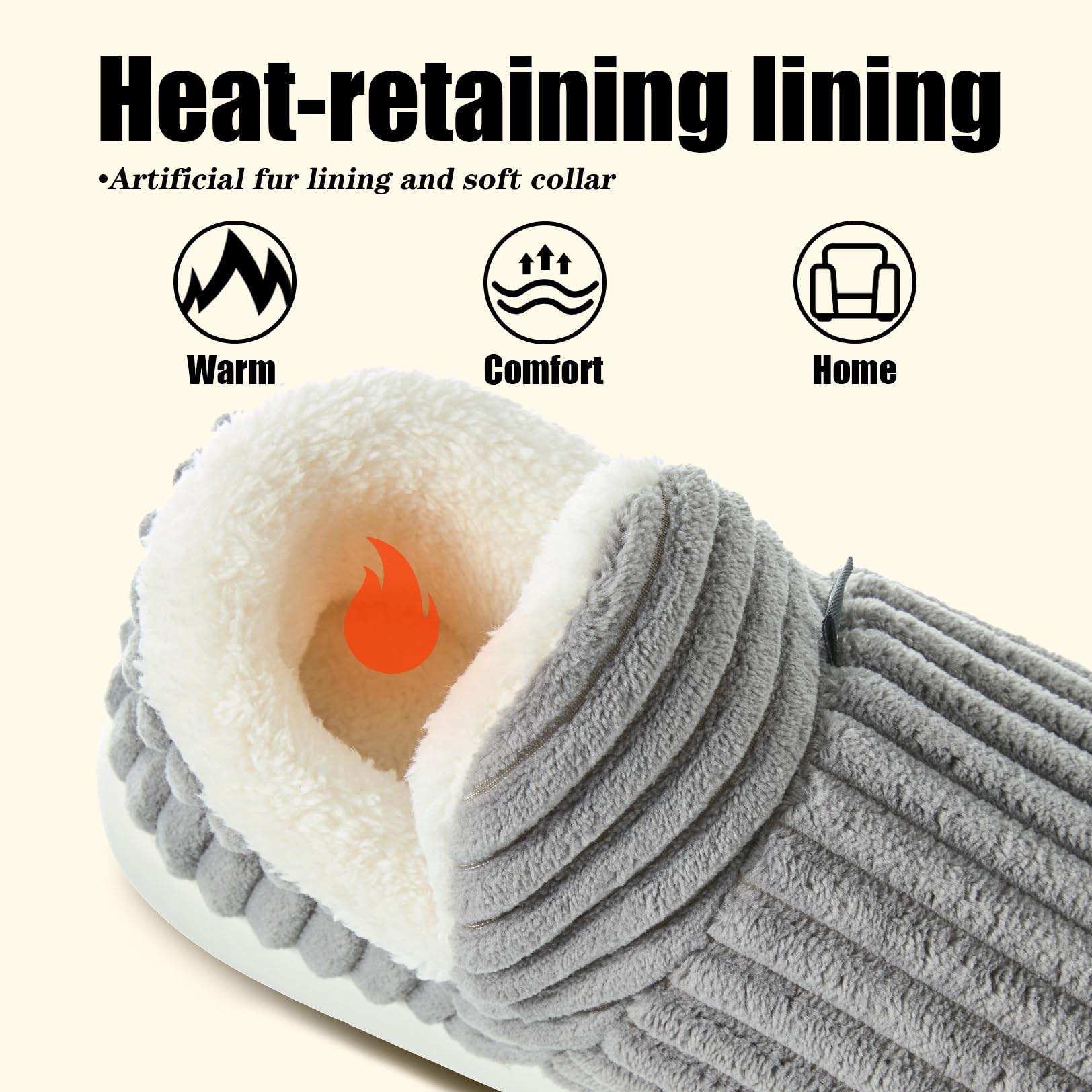 Misolin Pantofole Donna Invernali Peluche Ciabatte Casa Comode Pelose Inverno Scarpe Autunno Memoria Schiuma Antiscivolo Suola Cotone Morbida