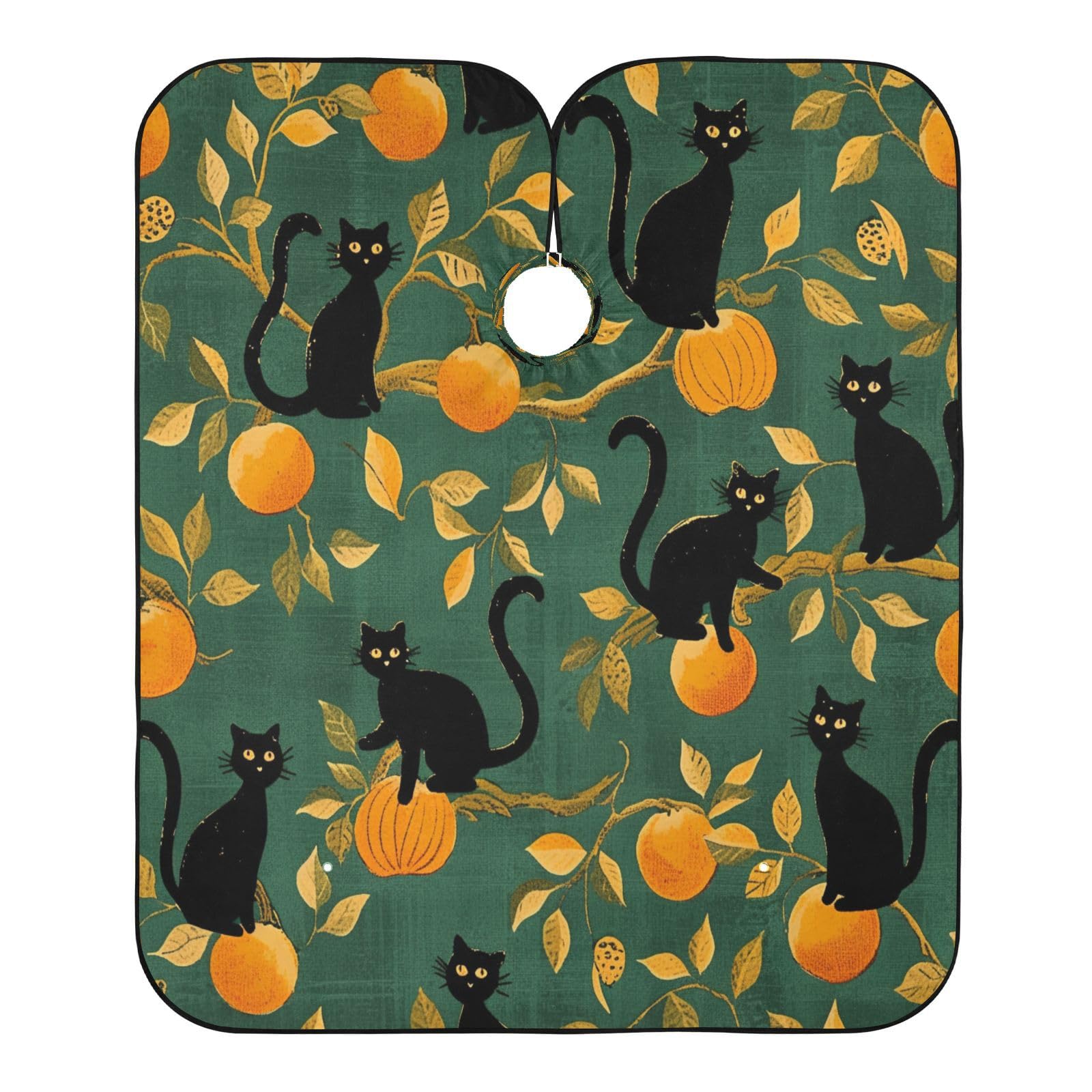 Kigai Black Cats Hair Cutting Cape for Men & Women Waterproof Barber Cape Professional Hairdressing Salon Styling Apron with Adjustable Closure Snap