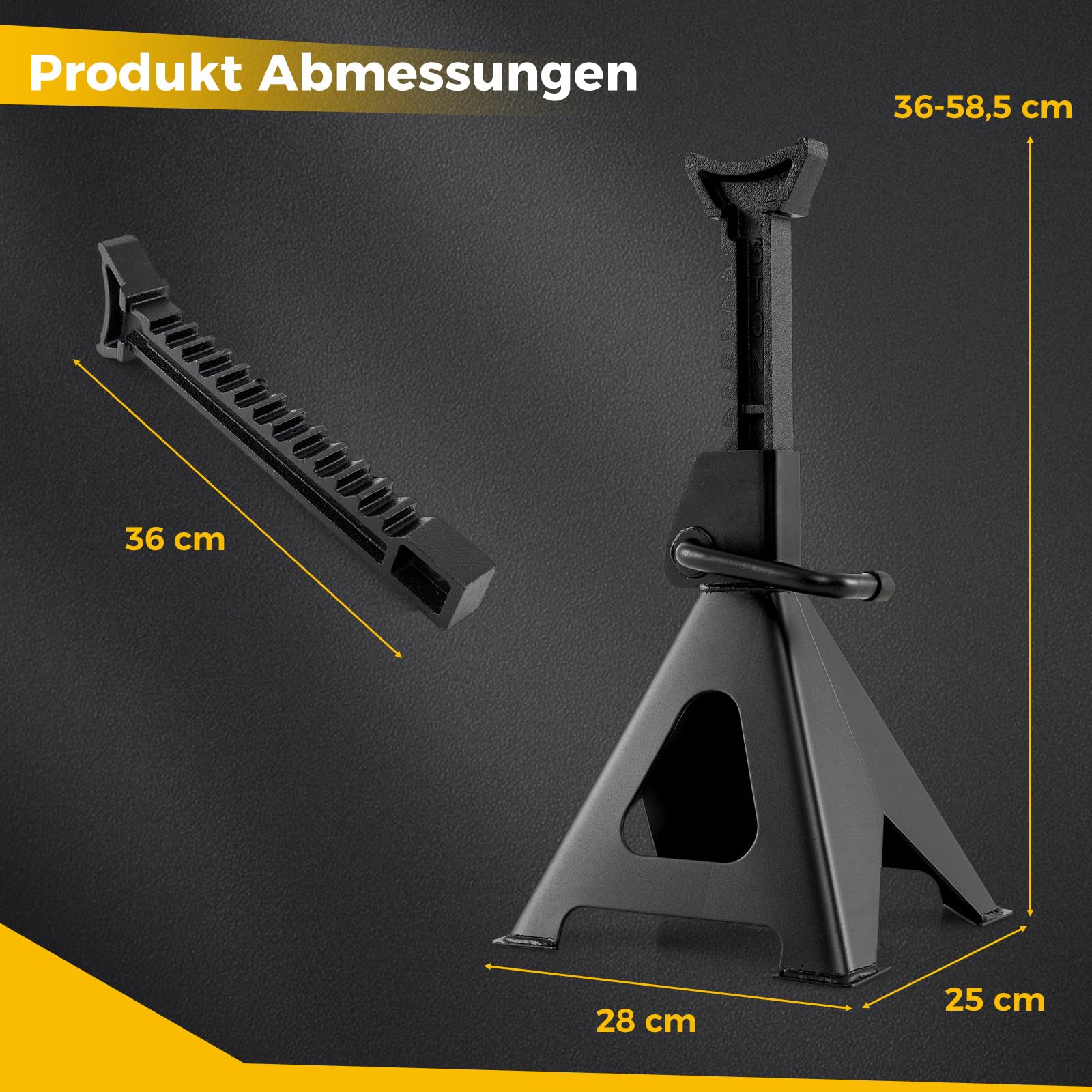 Assteunen 2 stuks autokrik bokken in set 6000 kg draaglast per bok in hoogte verstelbaar