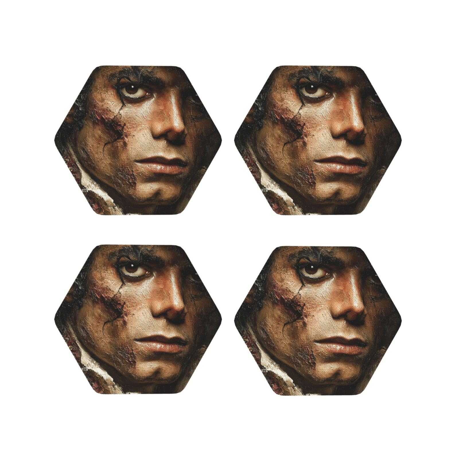 Coasters Set of 4 Round Leather Coaster Quick-Dry Drink Michael Jackson Coasters for Desk Absorbent Mugs Pads Tabletop Protection Pad Heat Resistant Coffee Cup Mat for Kitchen Bar