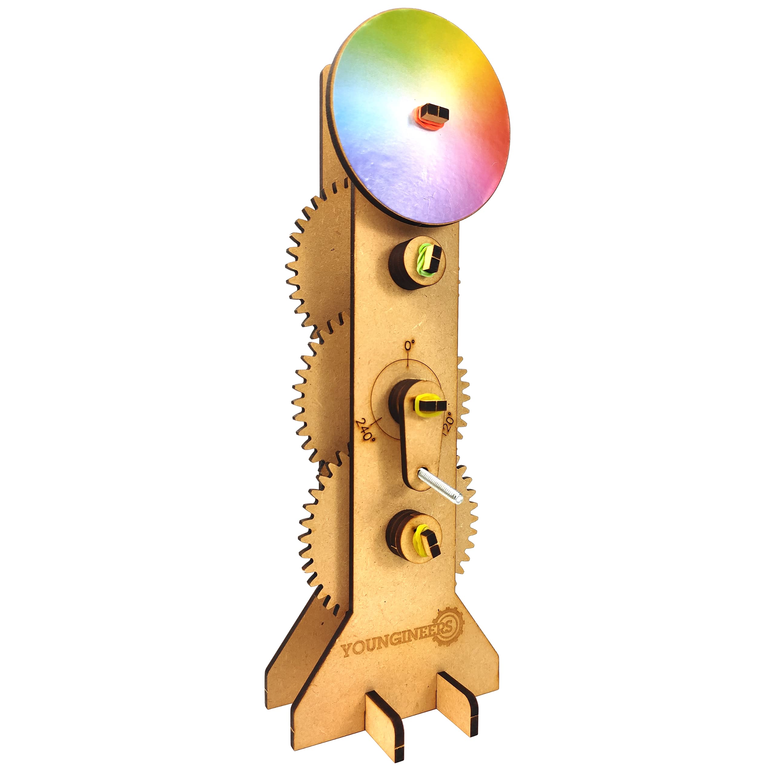 Youngineers Newton's Disk, Wooden DIY STEM Toy for 7,8,9,10,11,12 Years with Educational Videos, Fun Science Project Kit, Engineering and Math Construction Activity