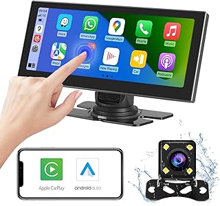 [2023 Newest] Road Top 8.9 inch Portable Car Stereo for Wireless Apple Carplay Android Auto, 1920 * 720 Car Touch Screen Car Radio Receiver with Mirror Link, Navigation, Bluetooth, Camera