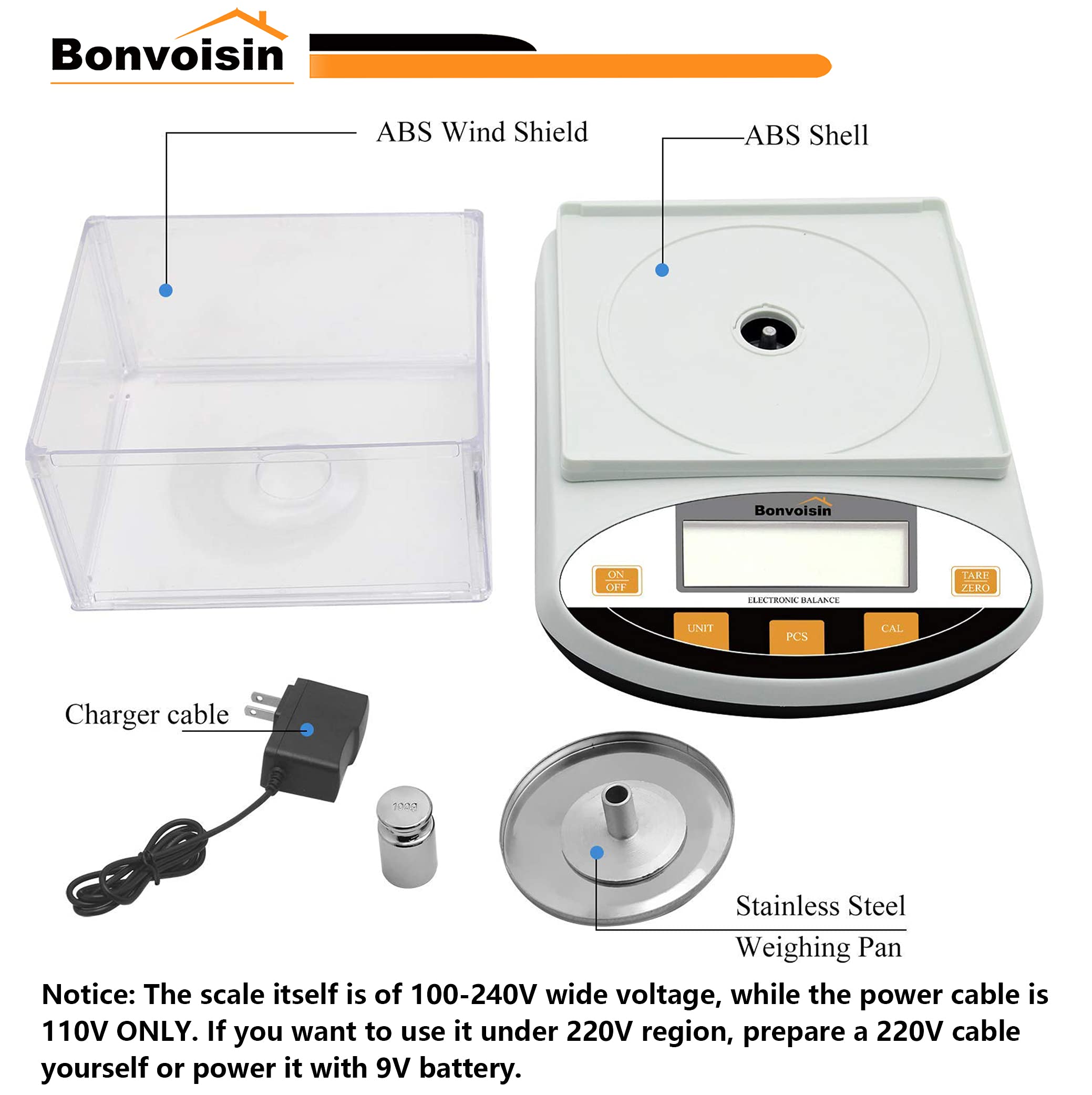 Bonvoisin Lab Analytical Balance 500gx0.001g High Precision Lab Scale