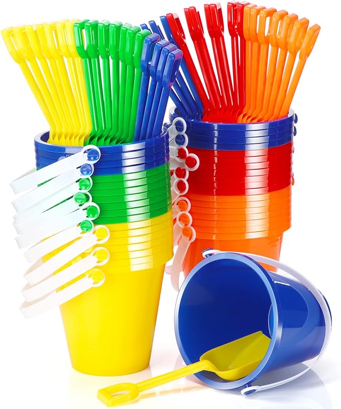 Woanger Set of 36 Beach Pails Sand Buckets and Sand Shovels