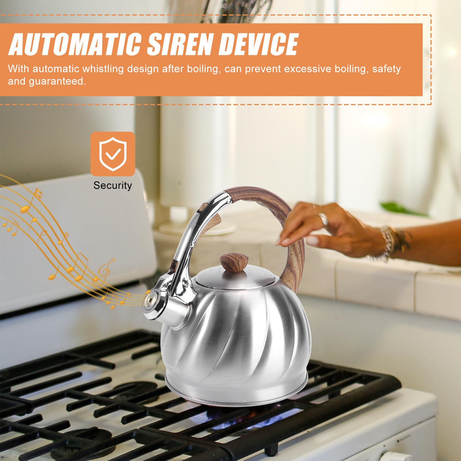 Tetera Silbante de Acero Inoxidable 2,0 L Mango Ergonómico