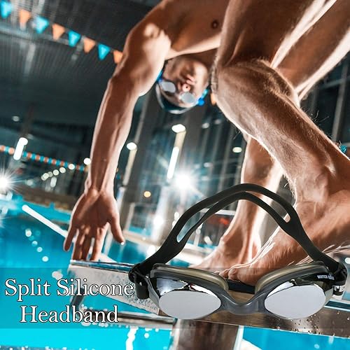 Miniatura 4 de Water Gear Metallic Razor Anti-Fog Swim Goggles - Great for Pool and Diving - Comfortable and Clear Vision - Water Sports and Exercise - Silver/Black