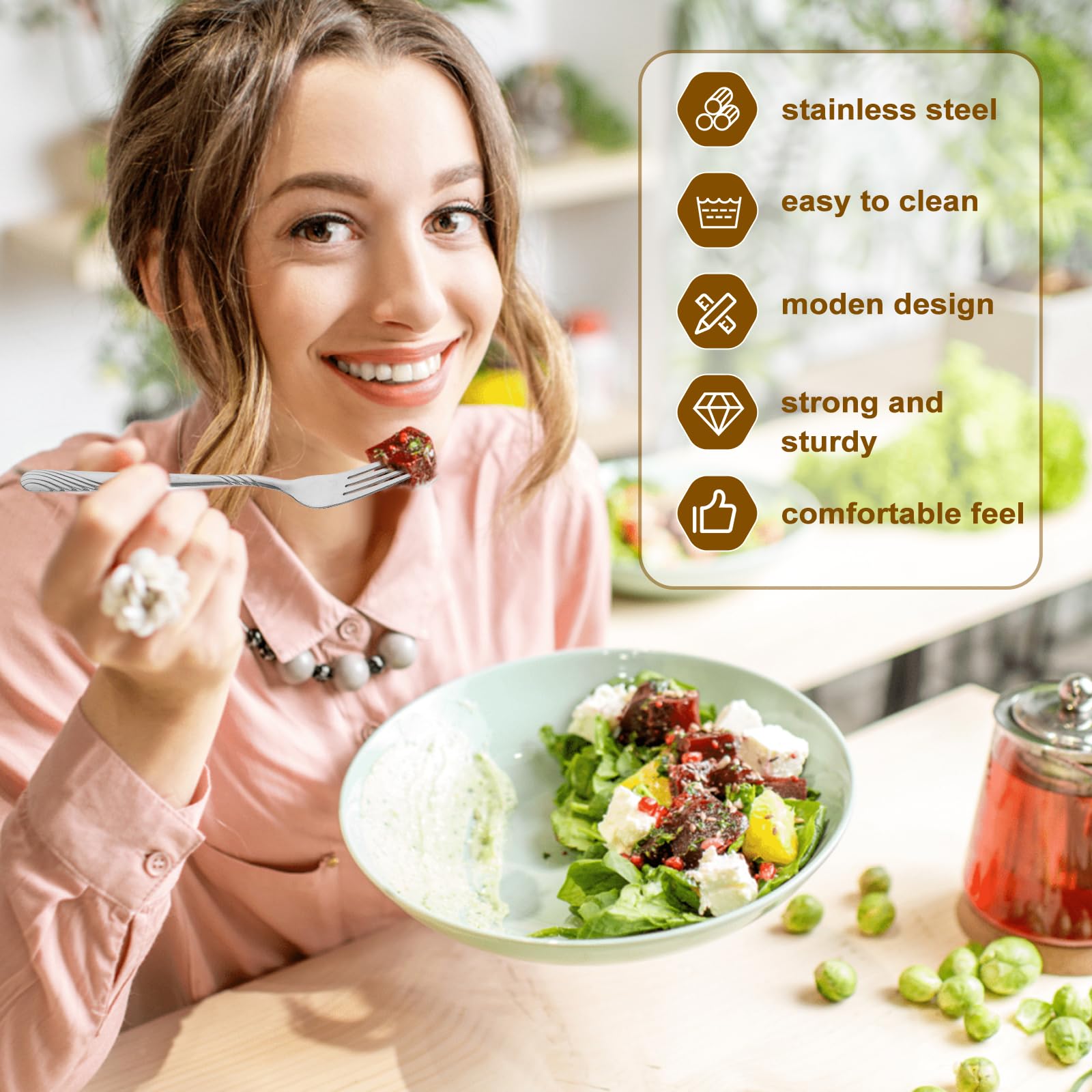 Kifmurase 100Pcs Bulk Dinner Forks Set, 6.9Inches Stainless Steel Forks, Silverware Flatware Fork, Salad Cutlery, Mirror Polished for Home, Restaurant, Kitchen, Dishwasher Safe — Amazon image 3