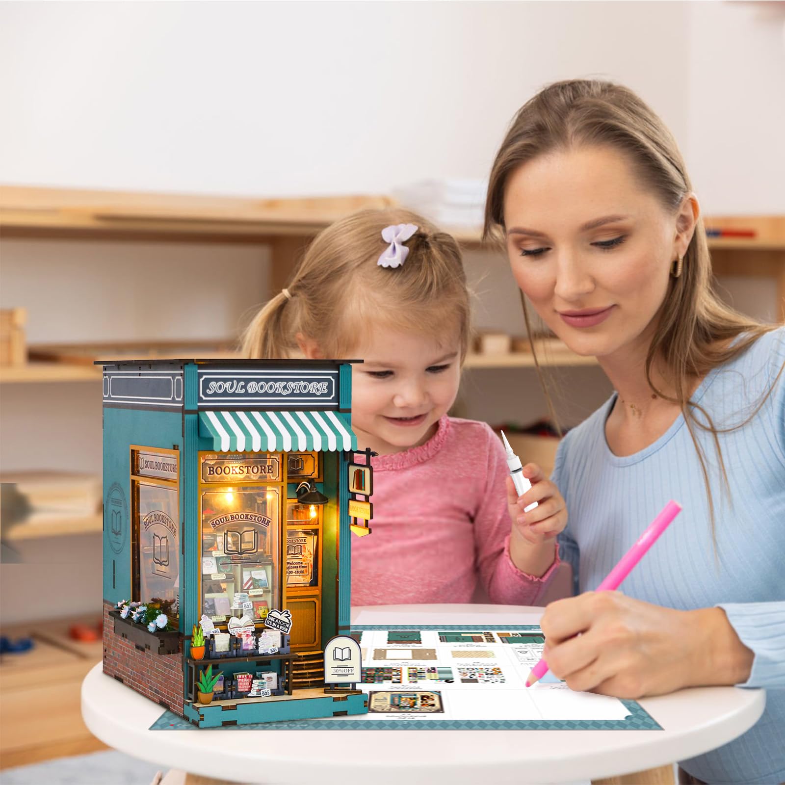 Rolife Maquetas Kit De Libro Nook DIY, Casa En Miniatura Con Luz