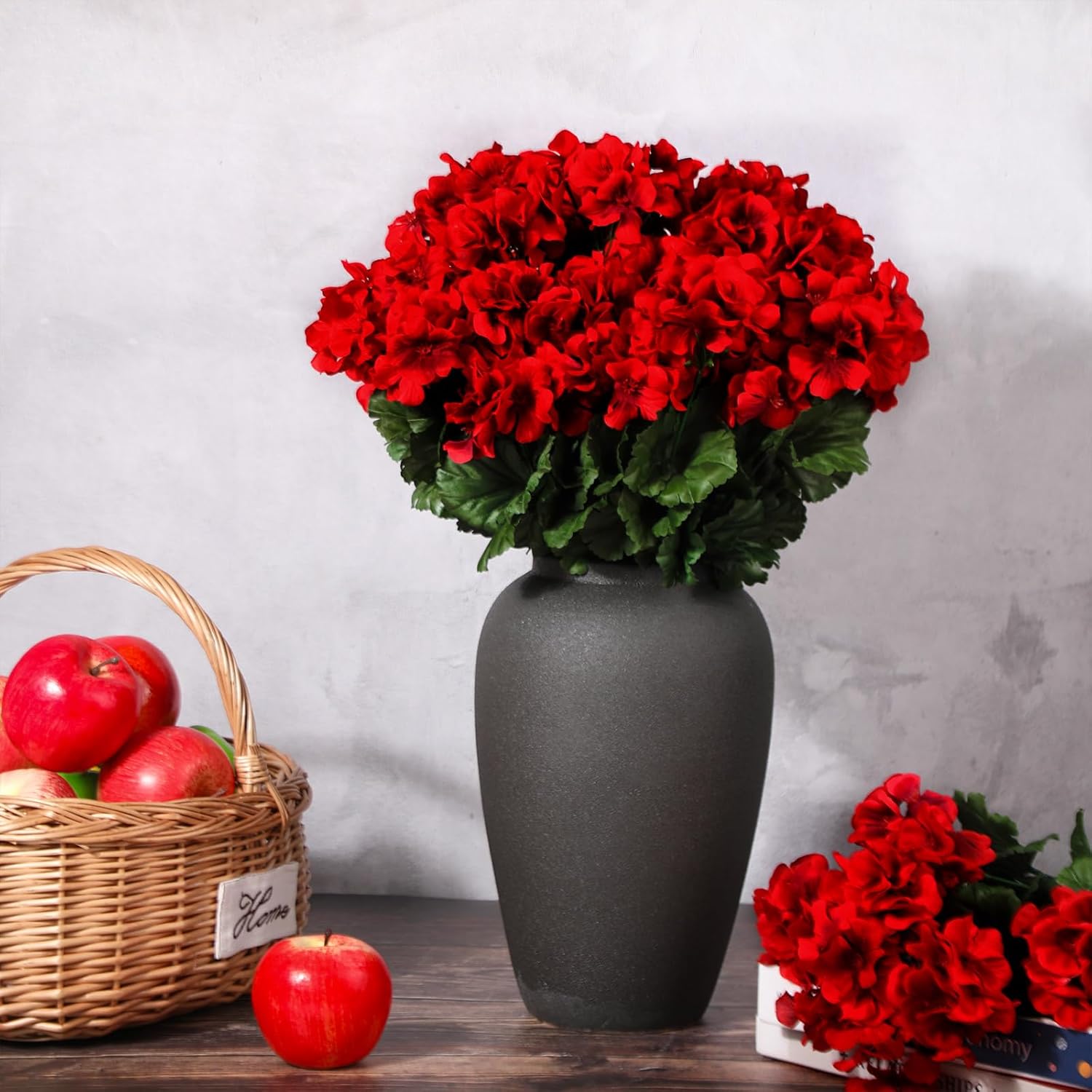 Geosar 8 Bundles Artificial Geraniums for Outdoor 17 Inch Faux Silk Geraniums Plants Faux Flower Bundles UV Resistant Fake Silk Flowers for Home Wedding Table Centerpieces Garden Indoor Decor (Red) - Image 7