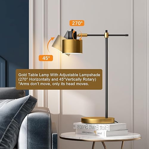 Miniatura 9 de OYEARS Lámpara de escritorio industrial moderna para lectura LED de 22.2 pulgadas, lámpara de mesa de metal para oficina, dormitorio, sala de