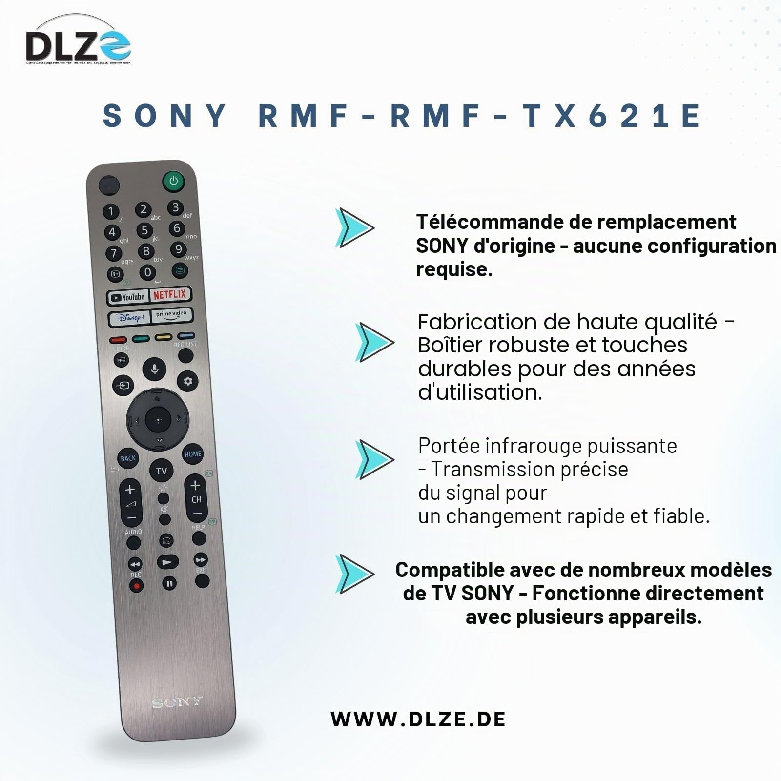 Télécommande d'origine SONY RMF-TX621E, RMF-TX611E, 100994912, 100994911, Voice, Backlight
