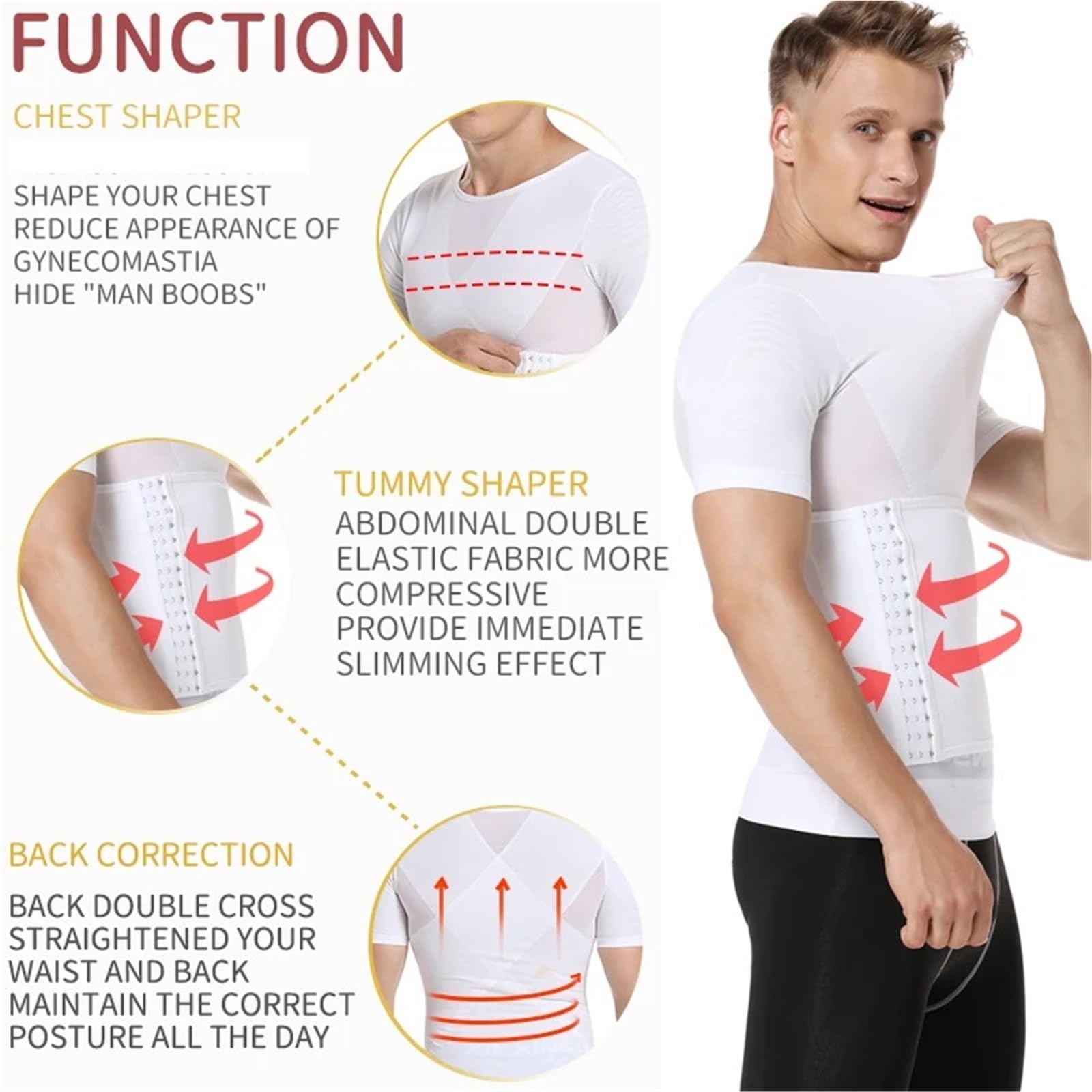 Prendas Moldeadoras Hombre Camisetas de compresión Moldeadoras for Hombre, Fajas Reductoras Abdomen, for ginecomastia, corsés, Cintura