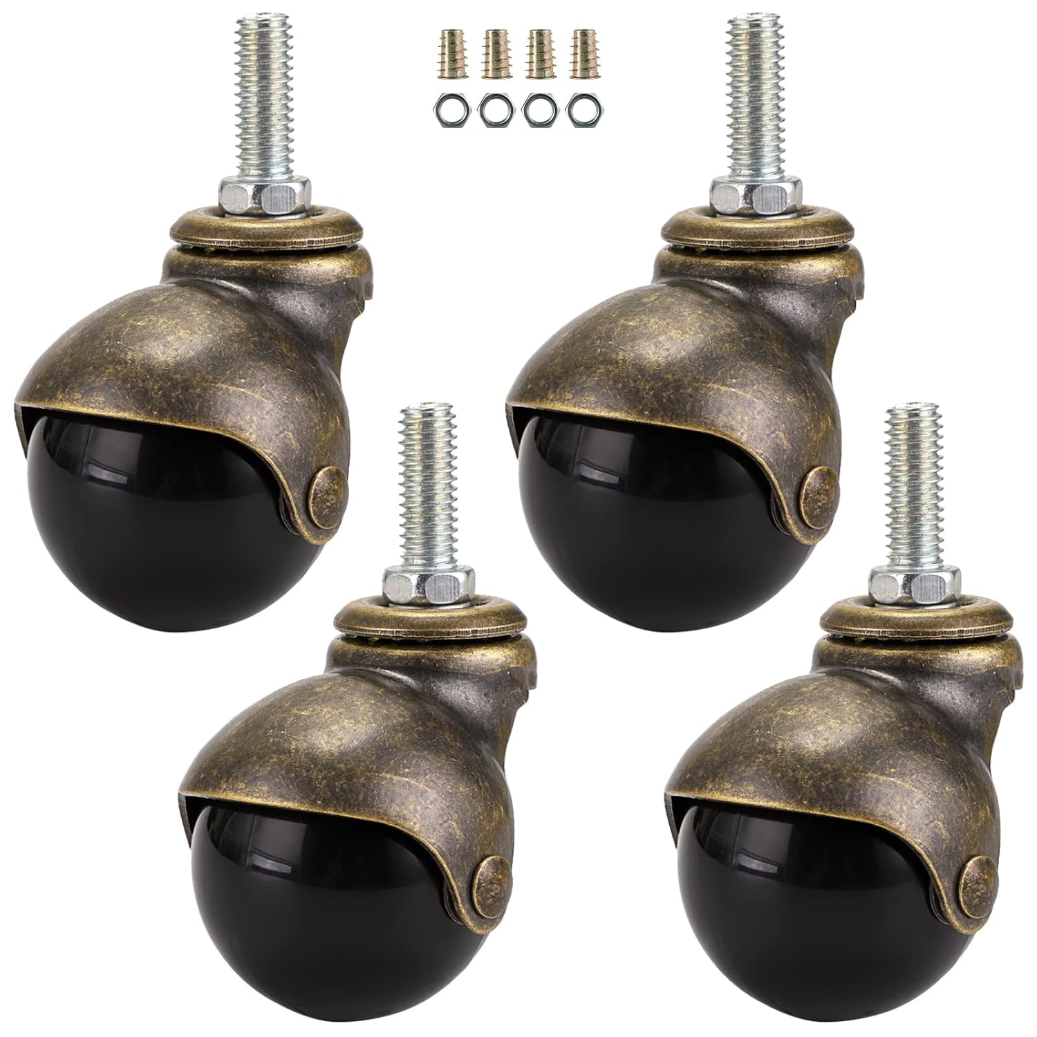 Skelang 4Pack 2" Threaded Stem Caster, 5/16"18×1" Stem Ball Caster