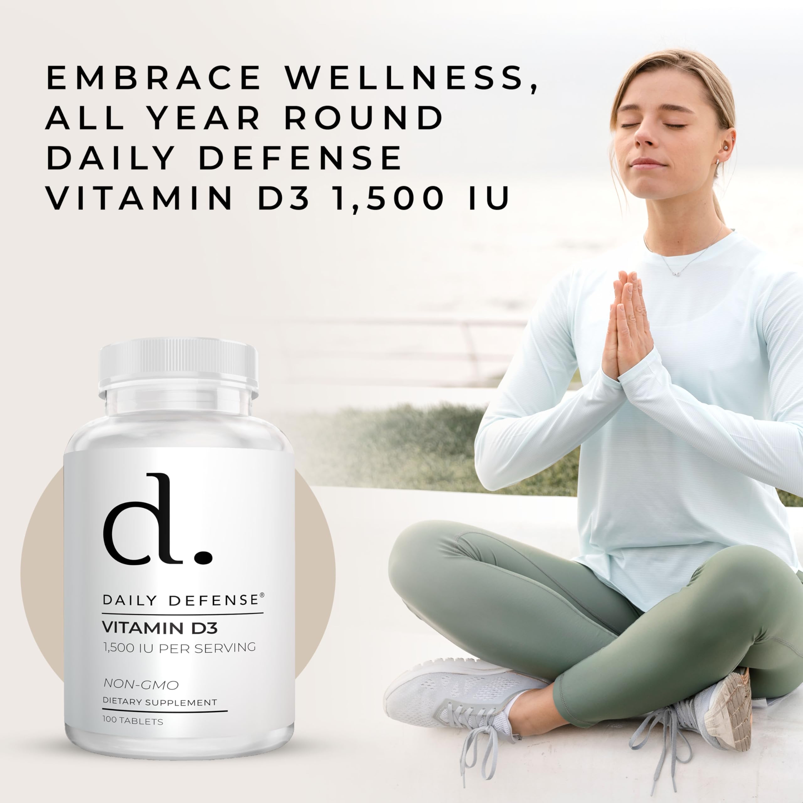 Immune Defense Supplements Vitamin D3 1500 IU for Heart Health, Daily Immune Support, Mental Clarity, & Muscle Function - 100 Vitamin D Tablets (D3 1500 IU) — Amazon image 3