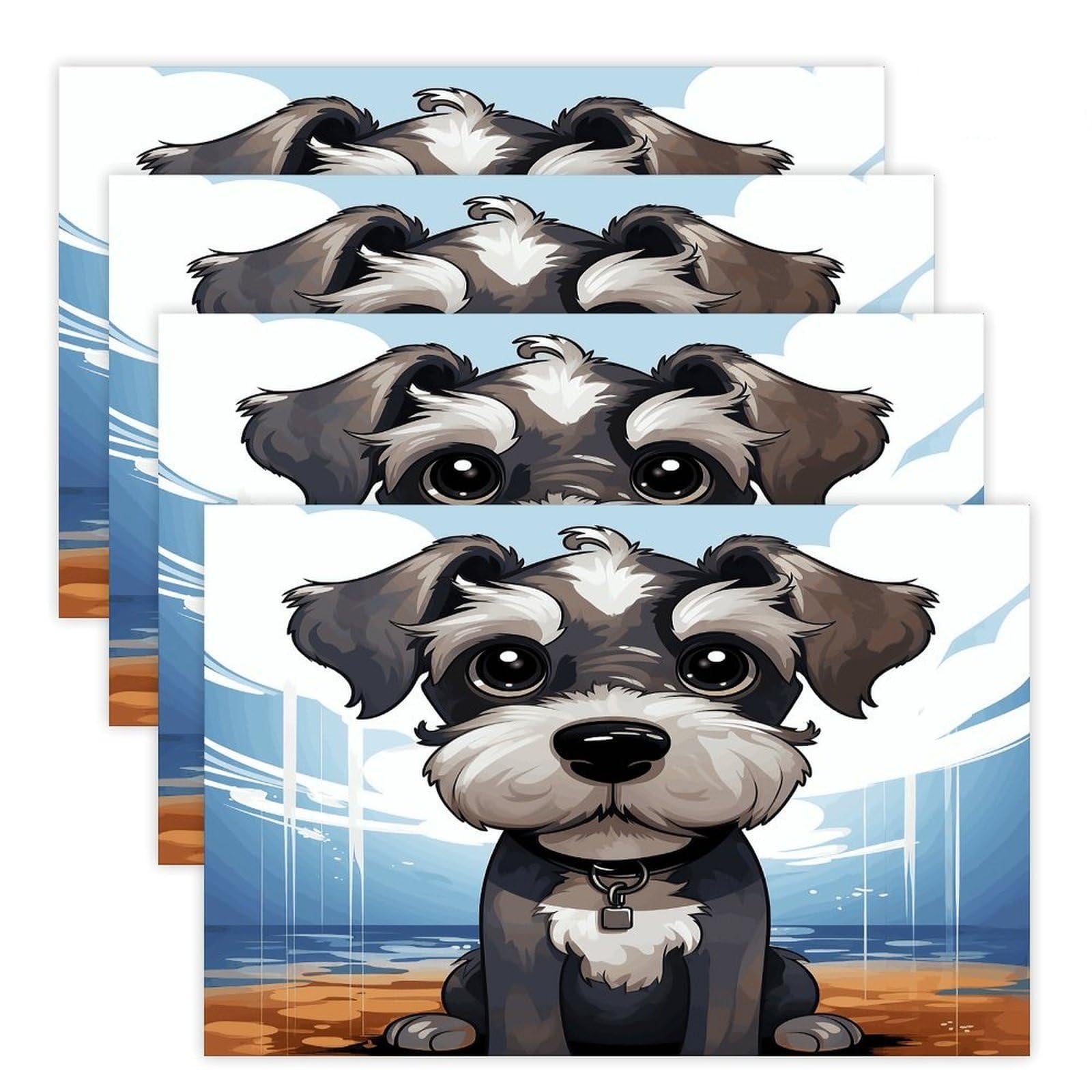 Adorable Schnauzer Placemats Non-Slip Heat Resistant Table Mats Flax Washable Cloth Place Mats Easy to Clean Premium Placemat for Kitchen Dining Table Decor Party Outdoor