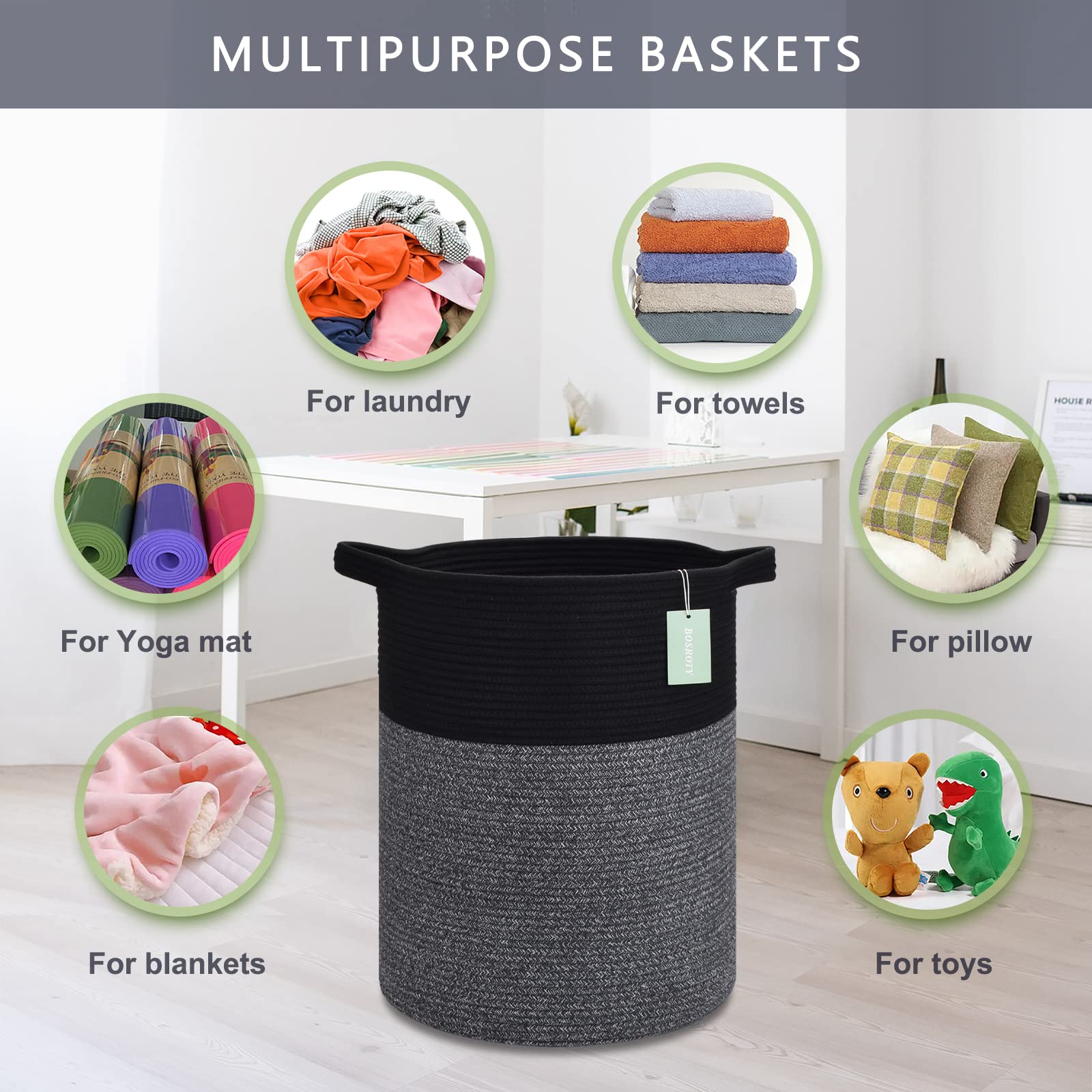BOSROTY Large Laundry Hamper for Girls Boys Kids 72L, Nursery Hamper, Tall Laundry Basket - Image 4