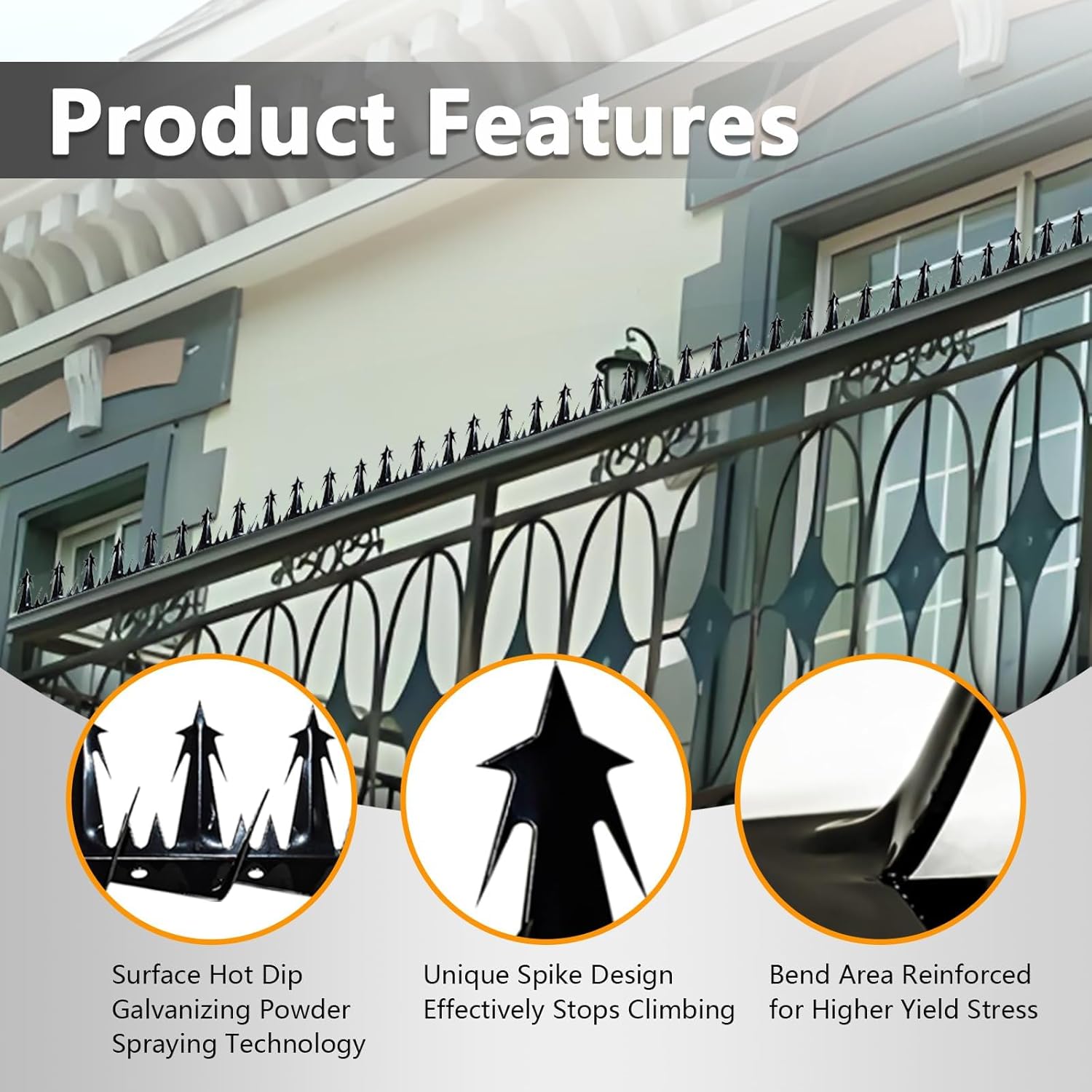 24Pack Metal Anti Climb Spikes 220Inch for Fences and Walls Heavy Duty Metal Fence Spikes Anti Climb Security Spikes for Fence and Wall-Intruder and Decorative Fences