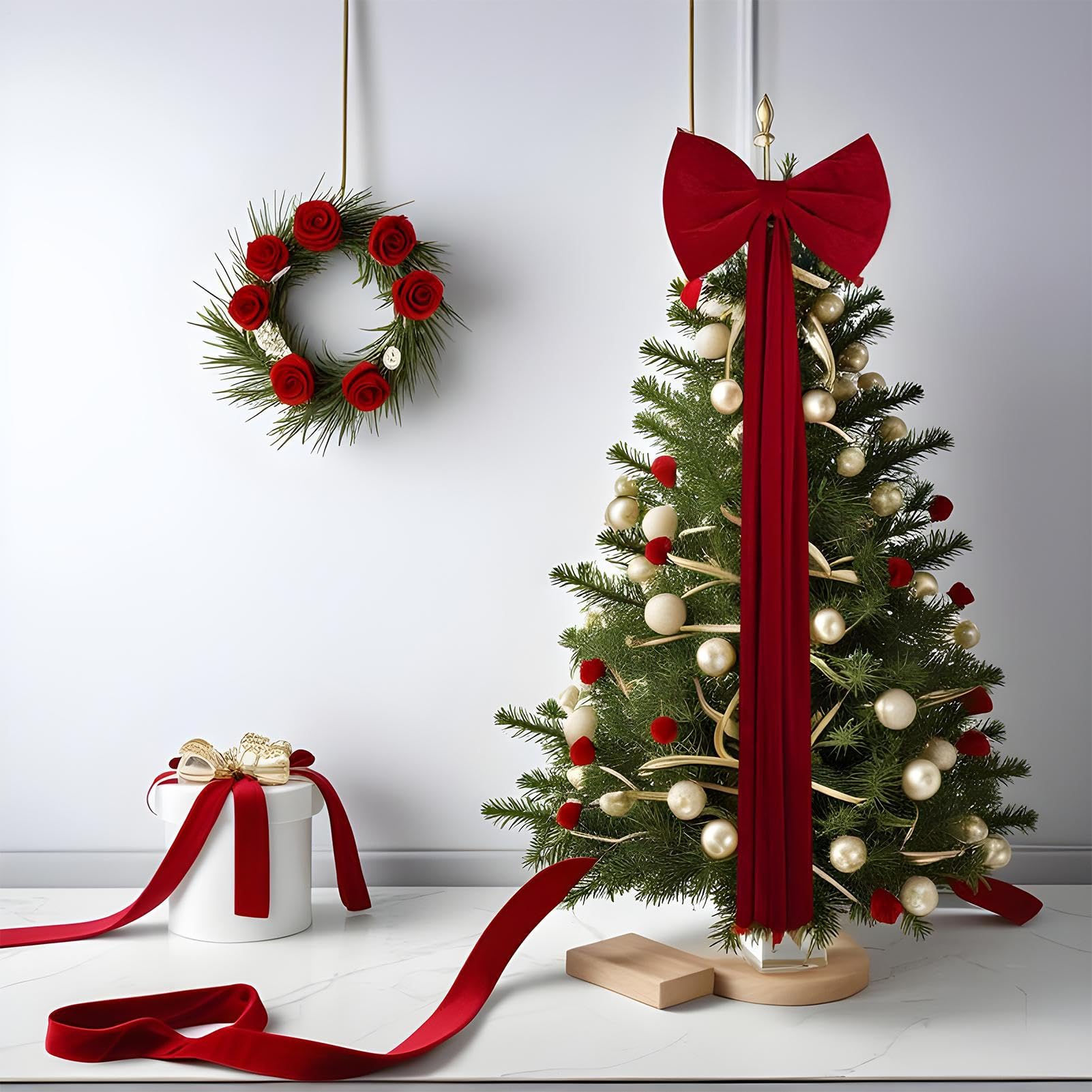 Weihnachtsbaum Spitze Schleife Rote Festdekoration